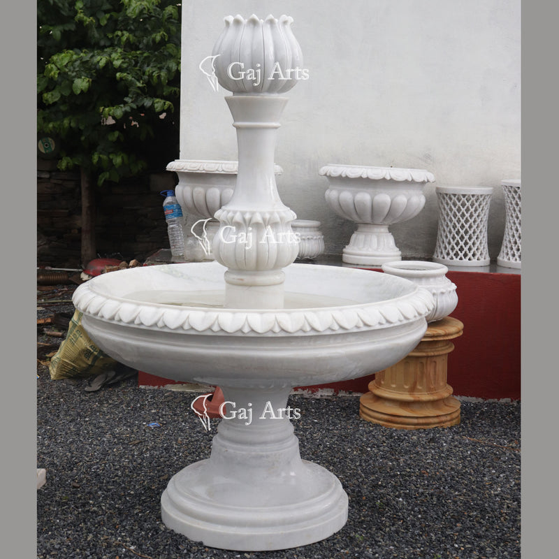 Marble Floral Water Fountain 66"
