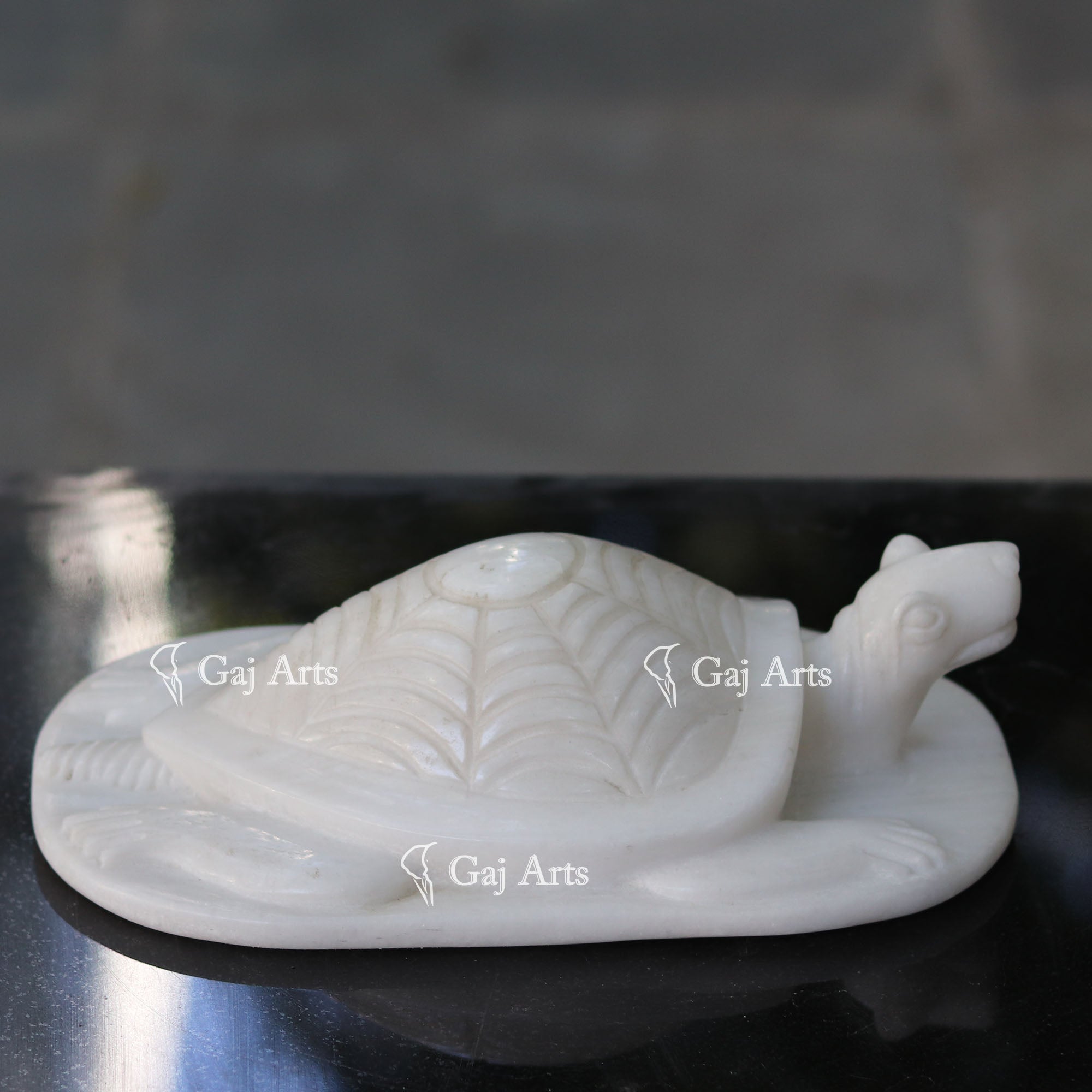 White Marble Kachua Tortoise Idol | 10 Inch