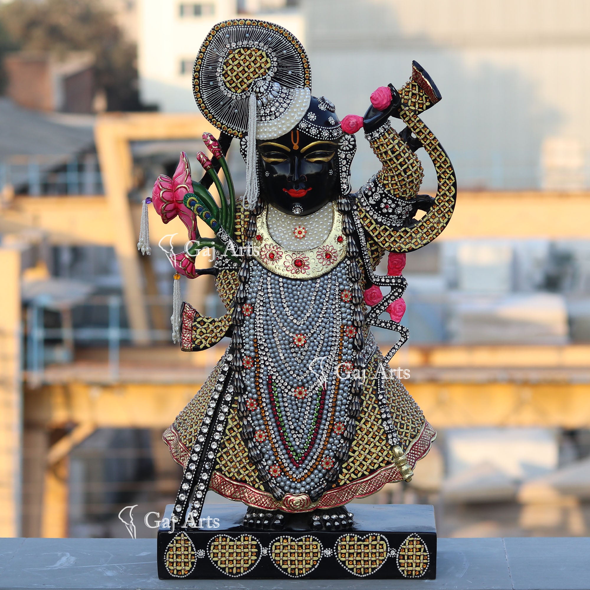 Black Marble Shreenath Ji Statue | 24 Inch