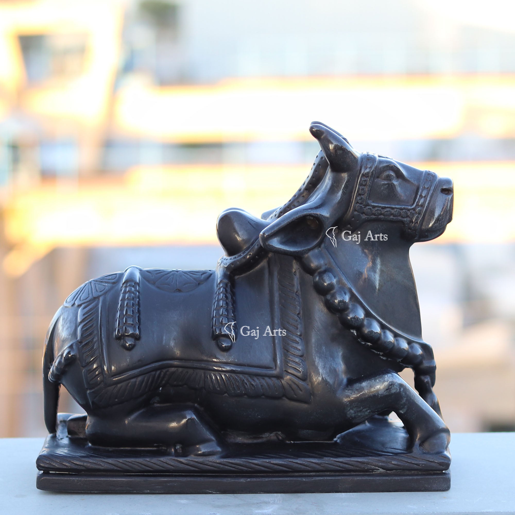Black Marble Nandi Idol | 12 Inch