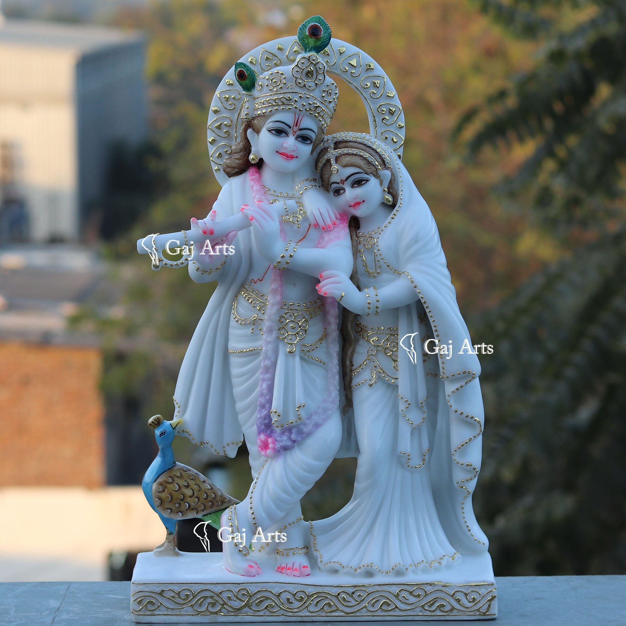 White Marble Ethiopia Radha Krishna Idol | 24 Inch