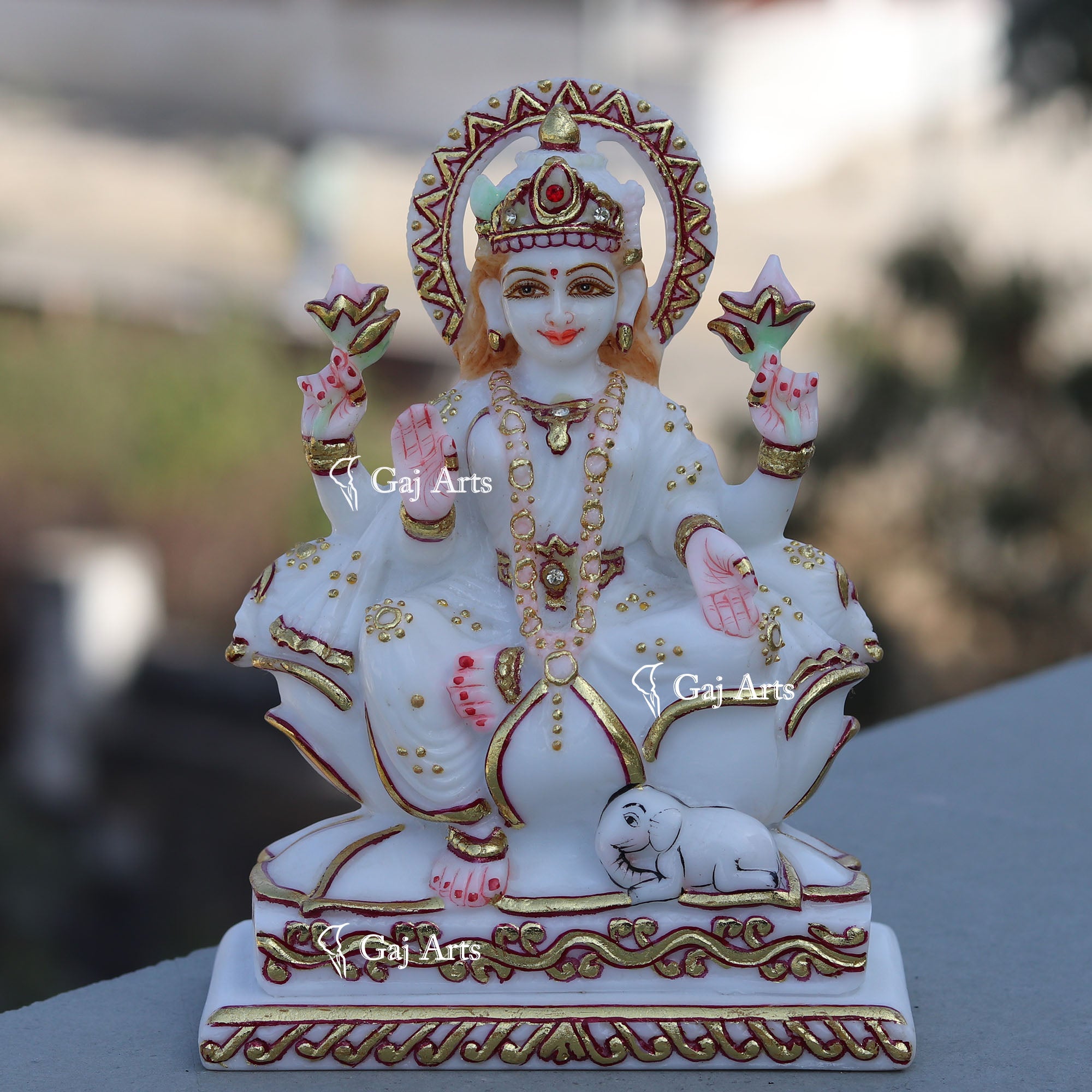 White Marble Lakshmi Mata Statue | 7 Inch