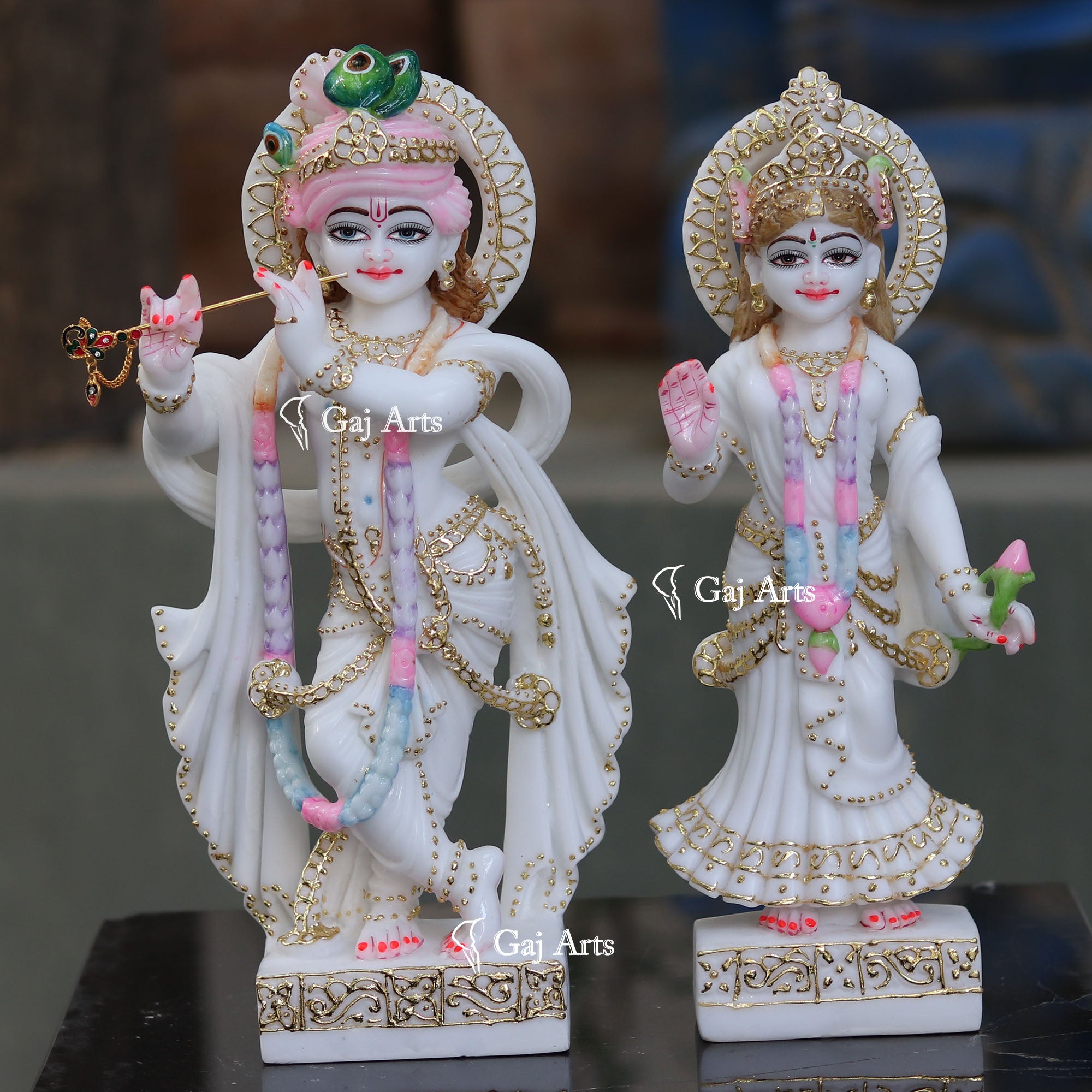 White Marble Radha Krishna Idol | 15 Inch
