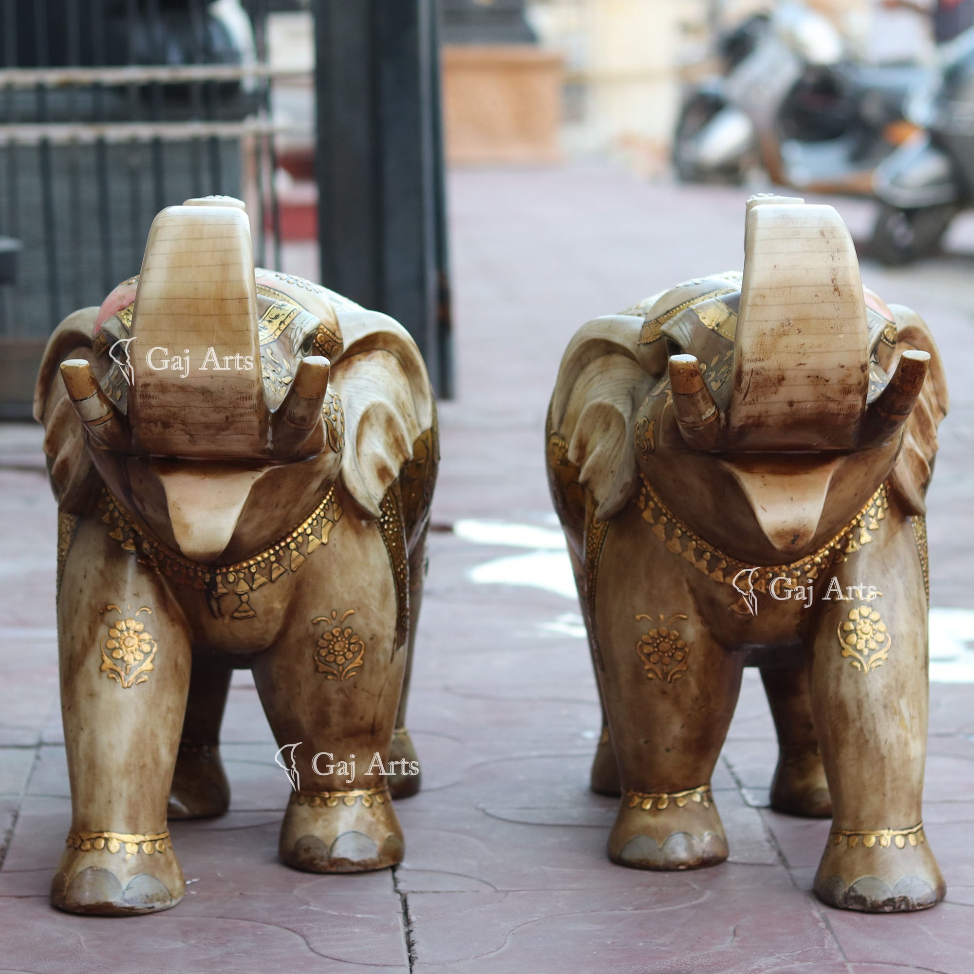 White Makrana Marble Elephant Statue | 21 Inch