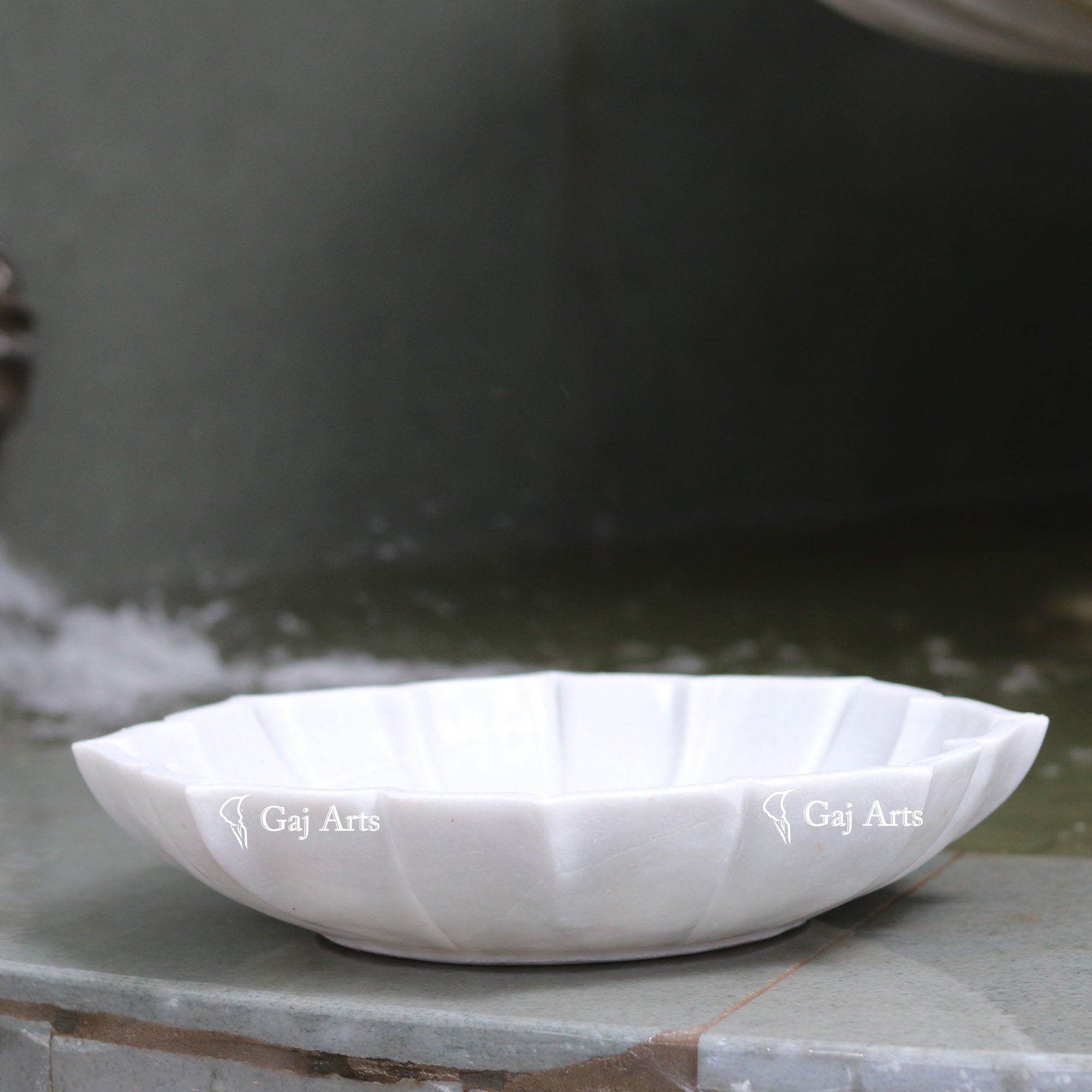 White Marble Artisan Center Bowl | 15 Inch