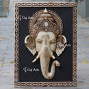 White Marble Ganpati Face Wall Panel | 48 Inch
