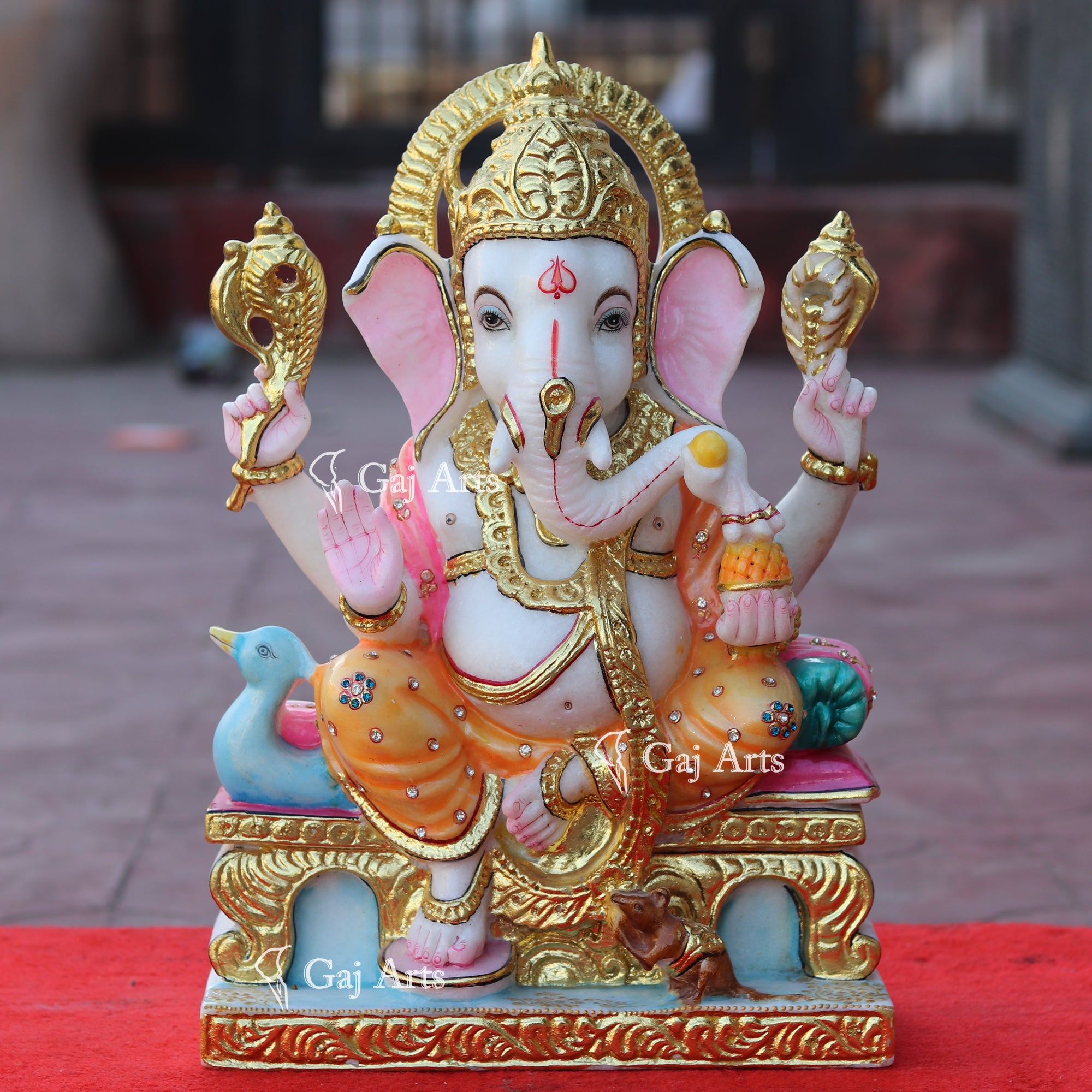Super White Makrana Marble Ganesh Idol | 18 Inch