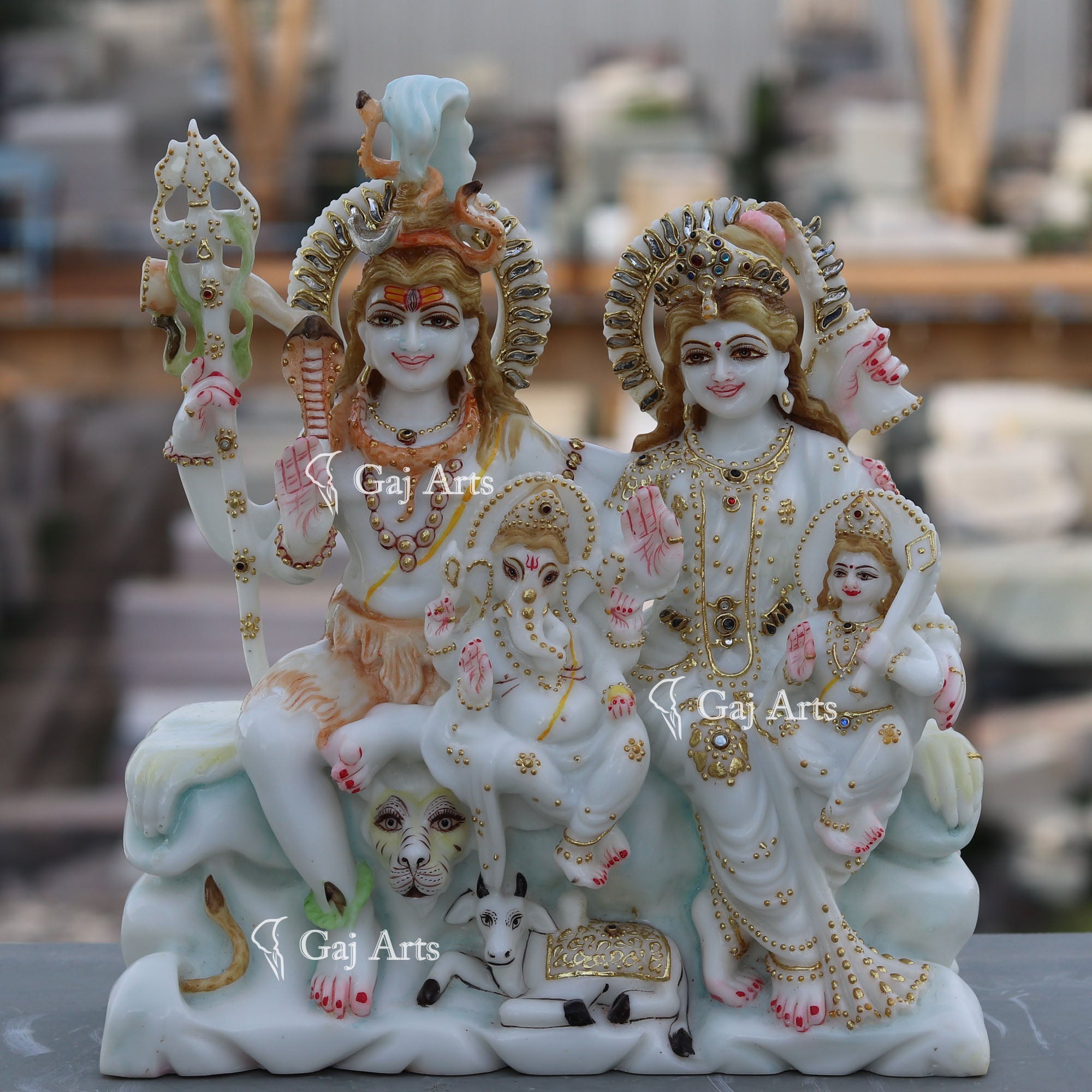 Marble Shiv Parivar Statue | 12 Inch