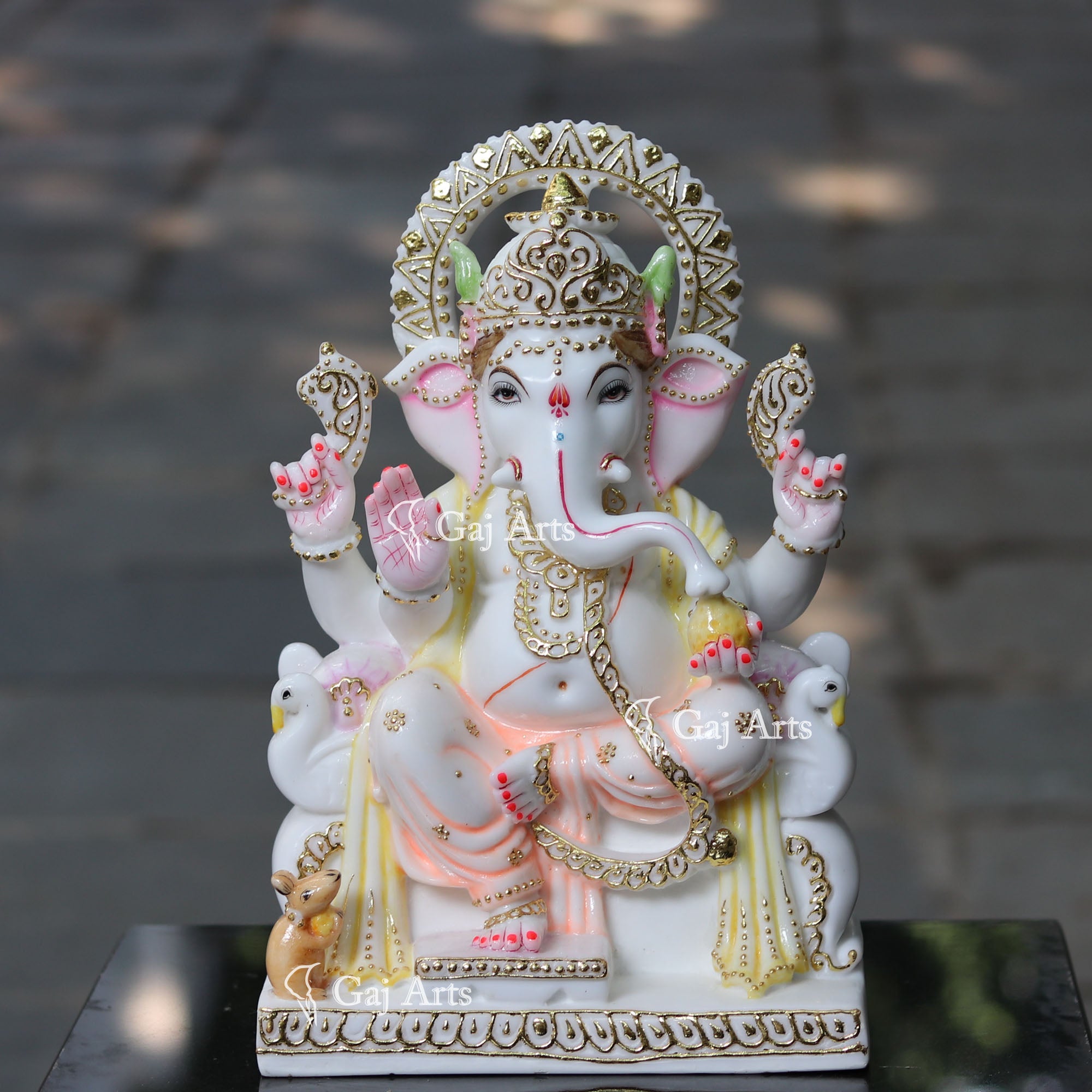 White Marble Ethiopia Ganesh Idol | 15 Inch
