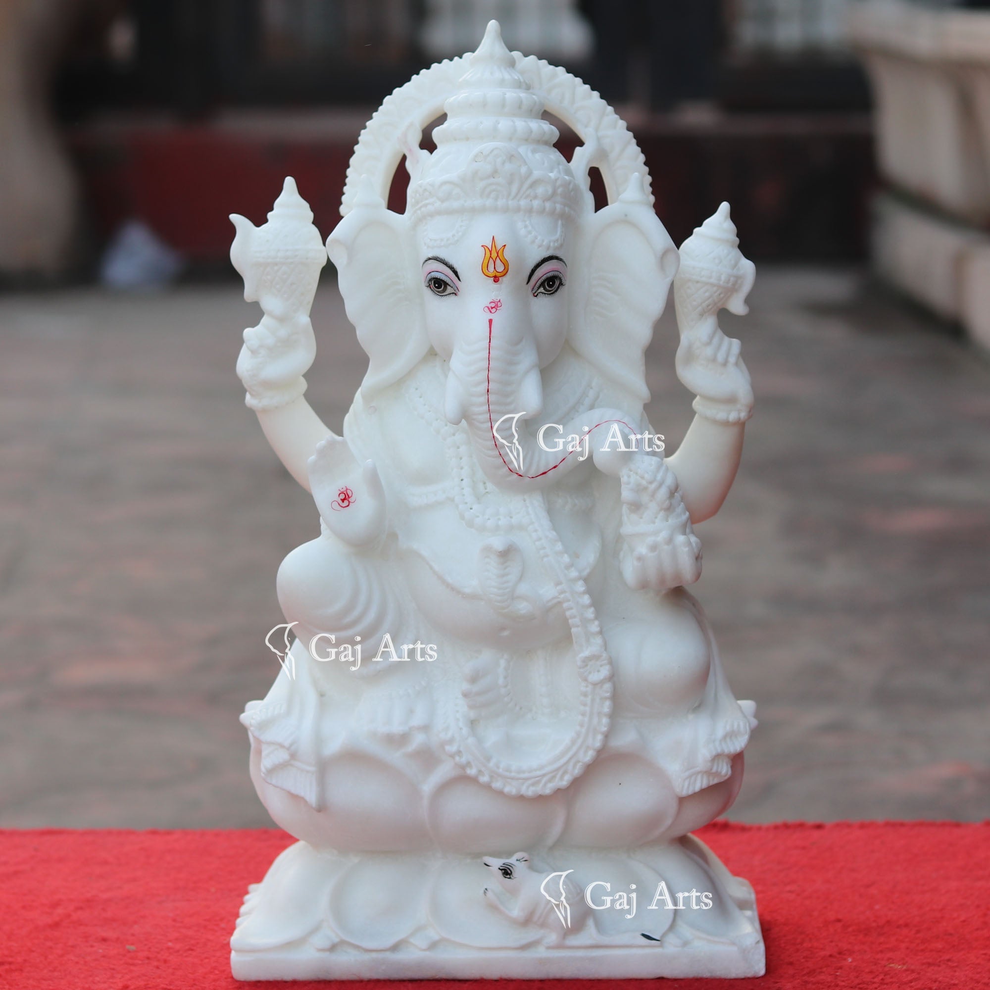Super White Makrana Marble Ganesh Idol | 18 Inch
