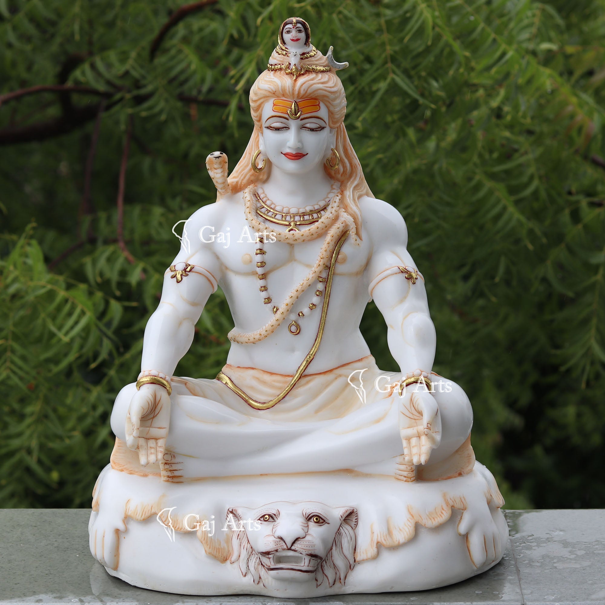 White Marble Ethiopia Shiva Statue | 18 Inch