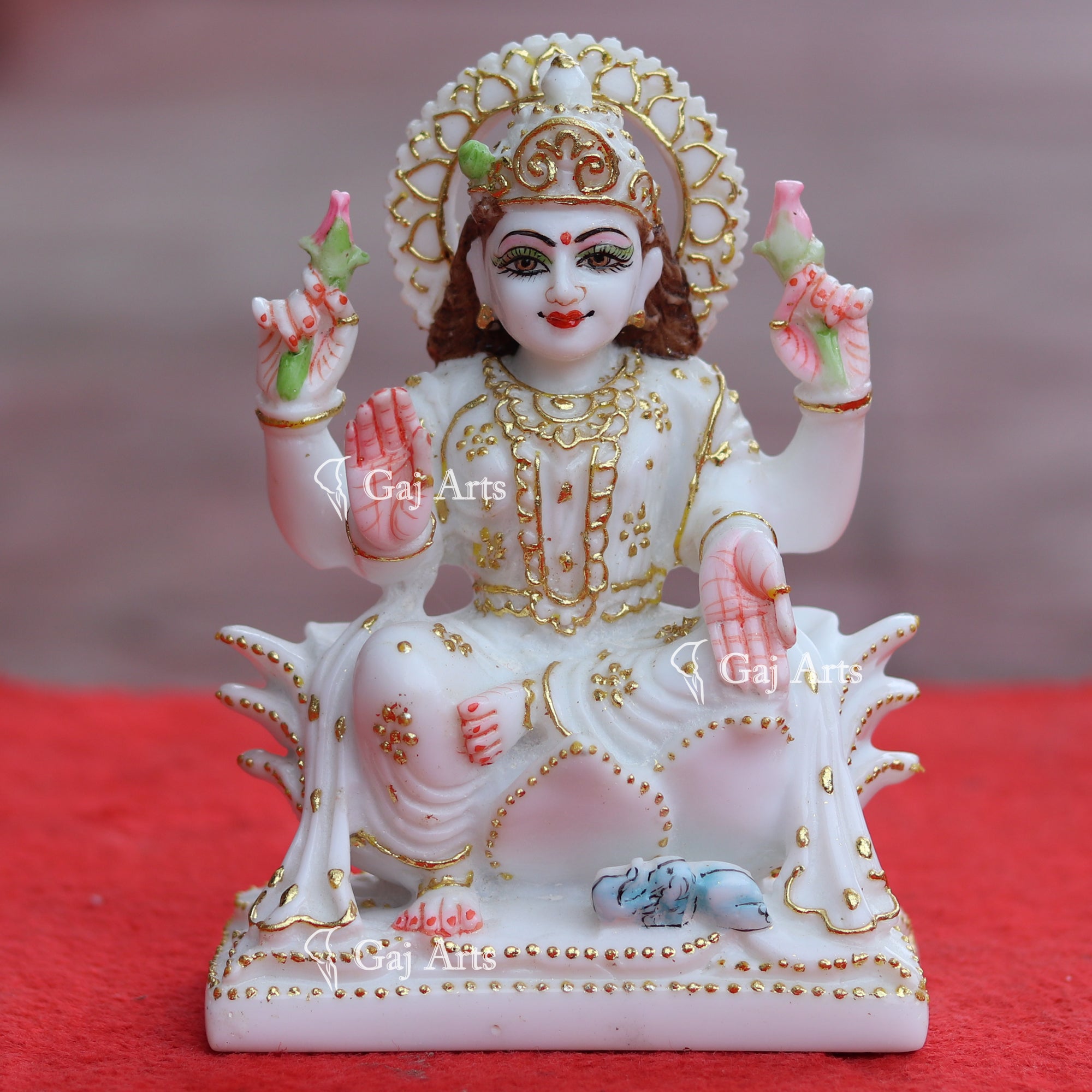 White Marble Lakshmi Mata Statue | 6 Inch