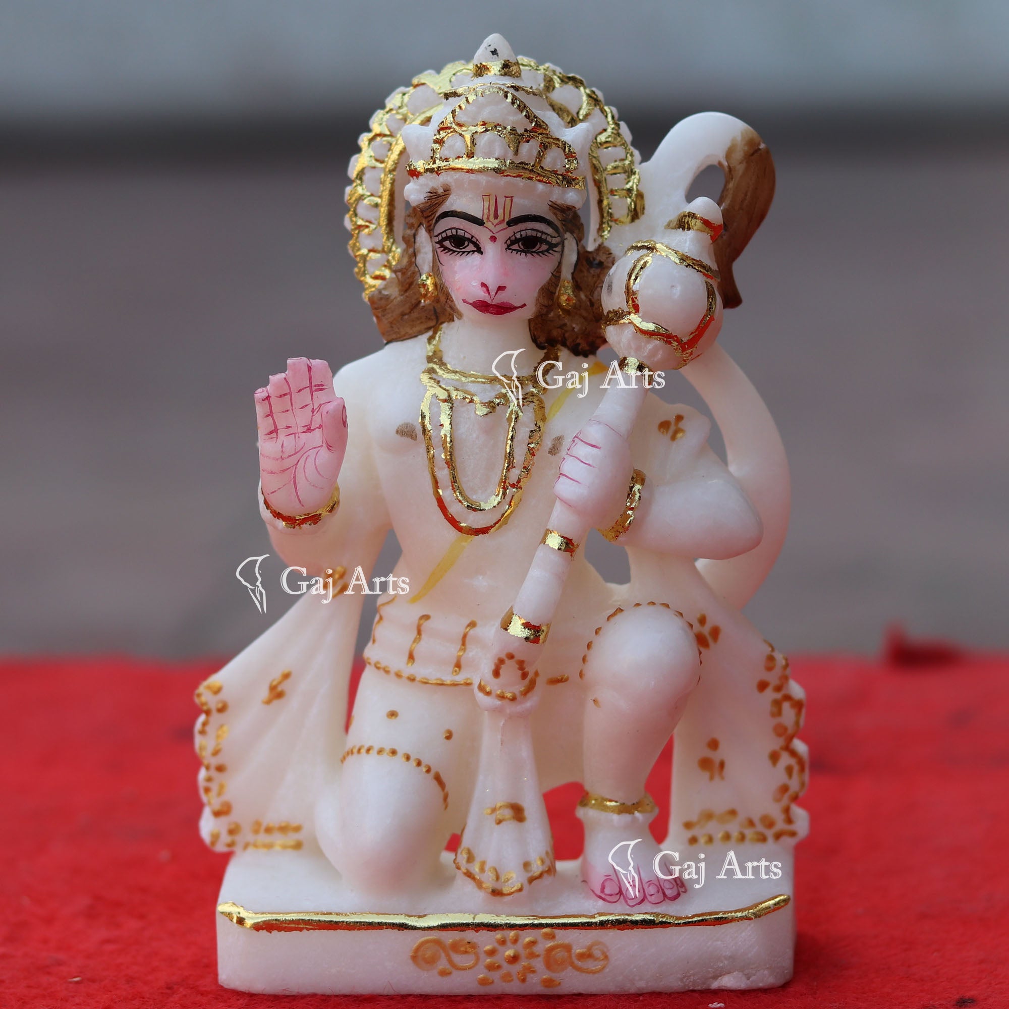 White Makrana Marble Hanuman Ji Idol | 6 Inch