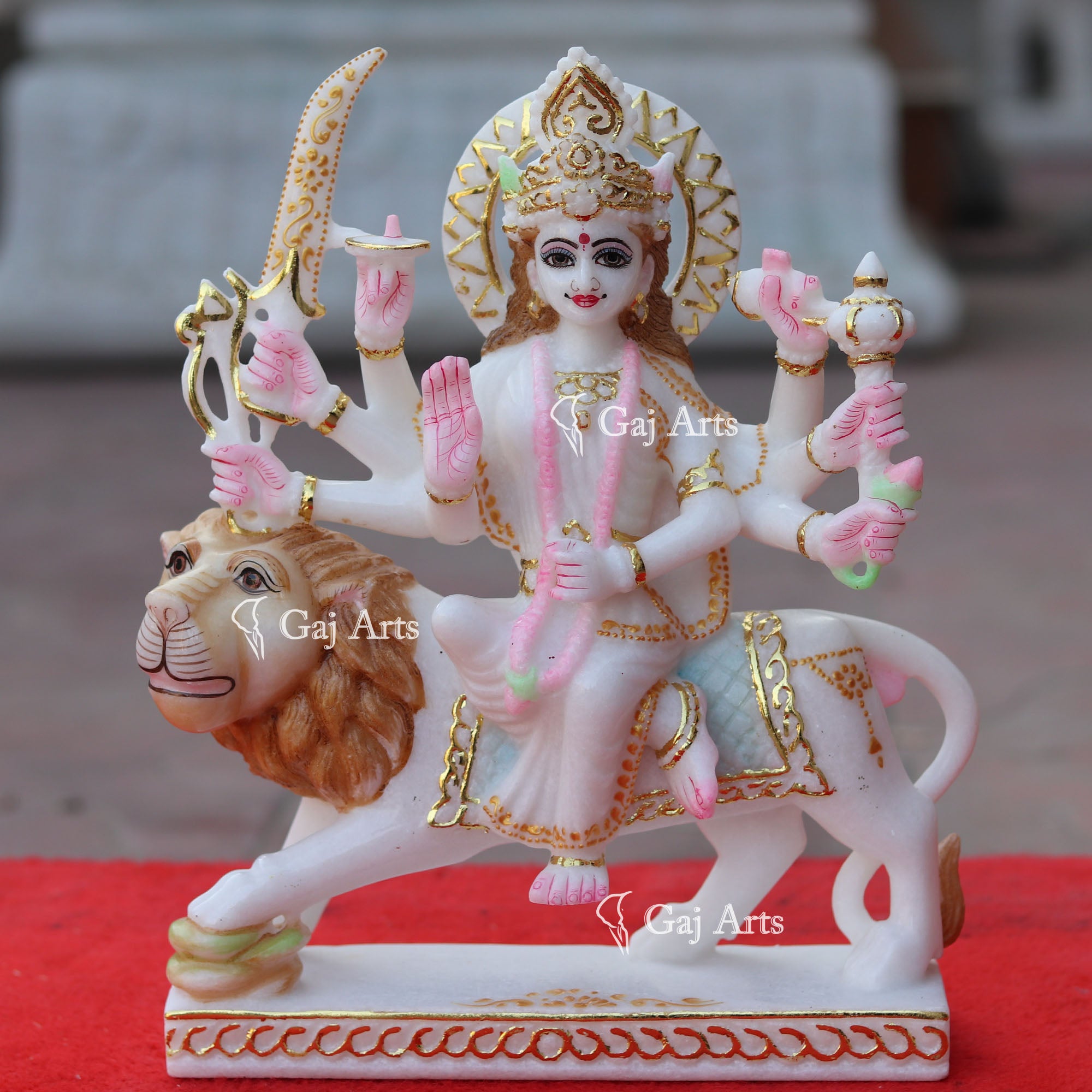 Makrana Marble Durga Mata Idol | 12 Inch