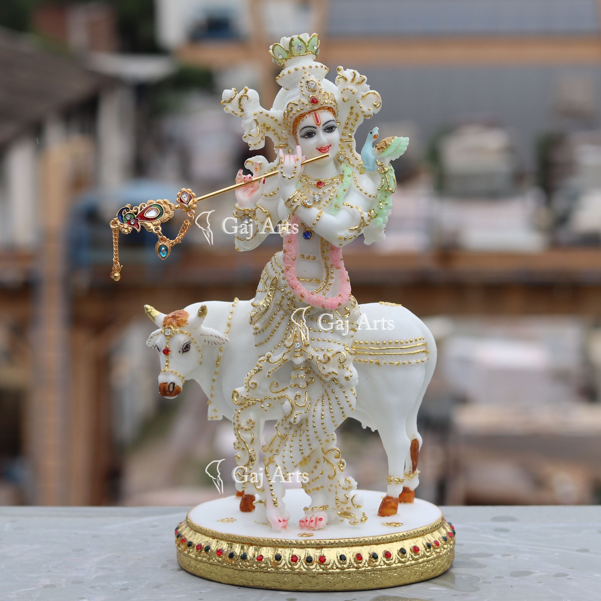 Marble Cowherd Gopal Idol | 10 Inch