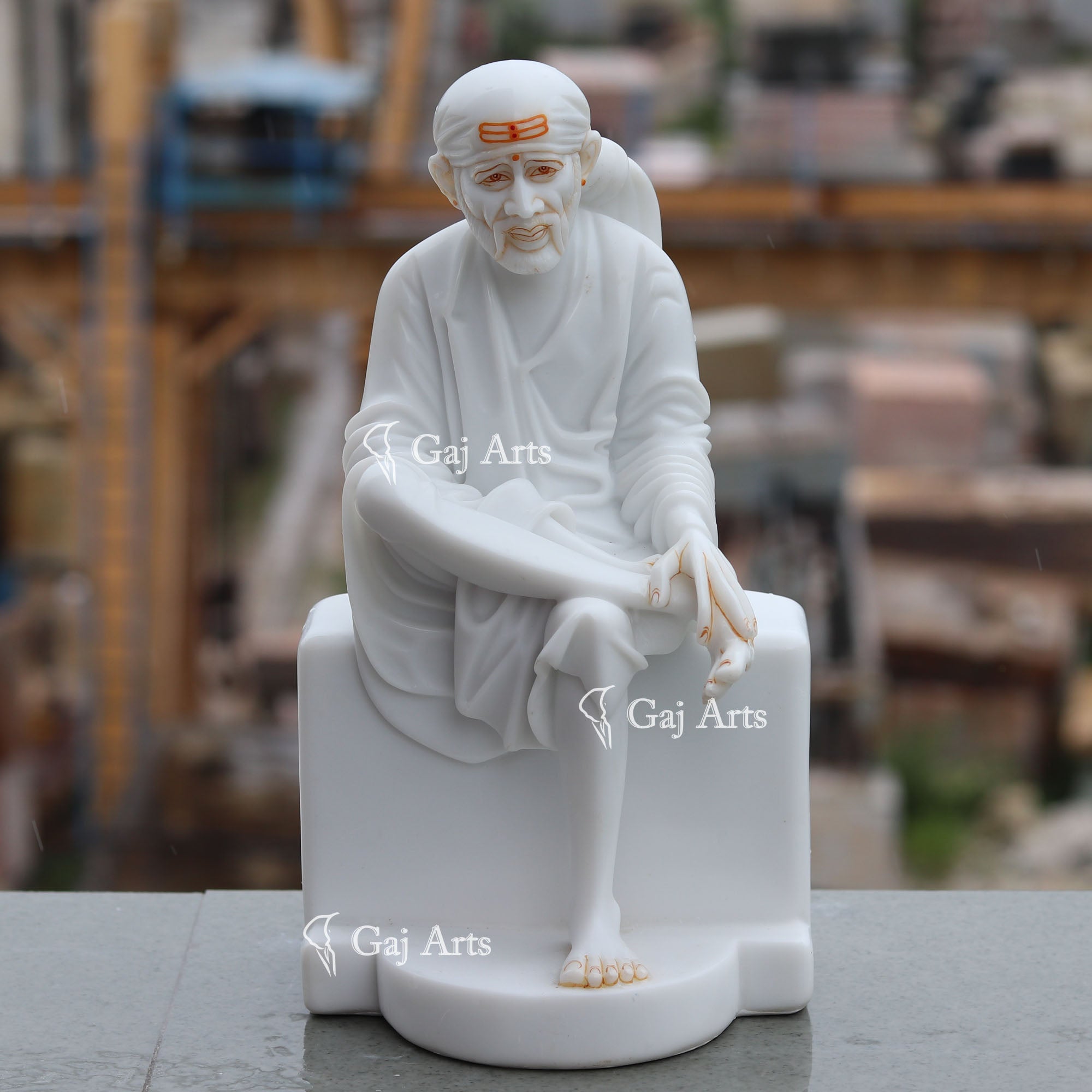 Natural Marble Sai Baba Idol | 12 Inch