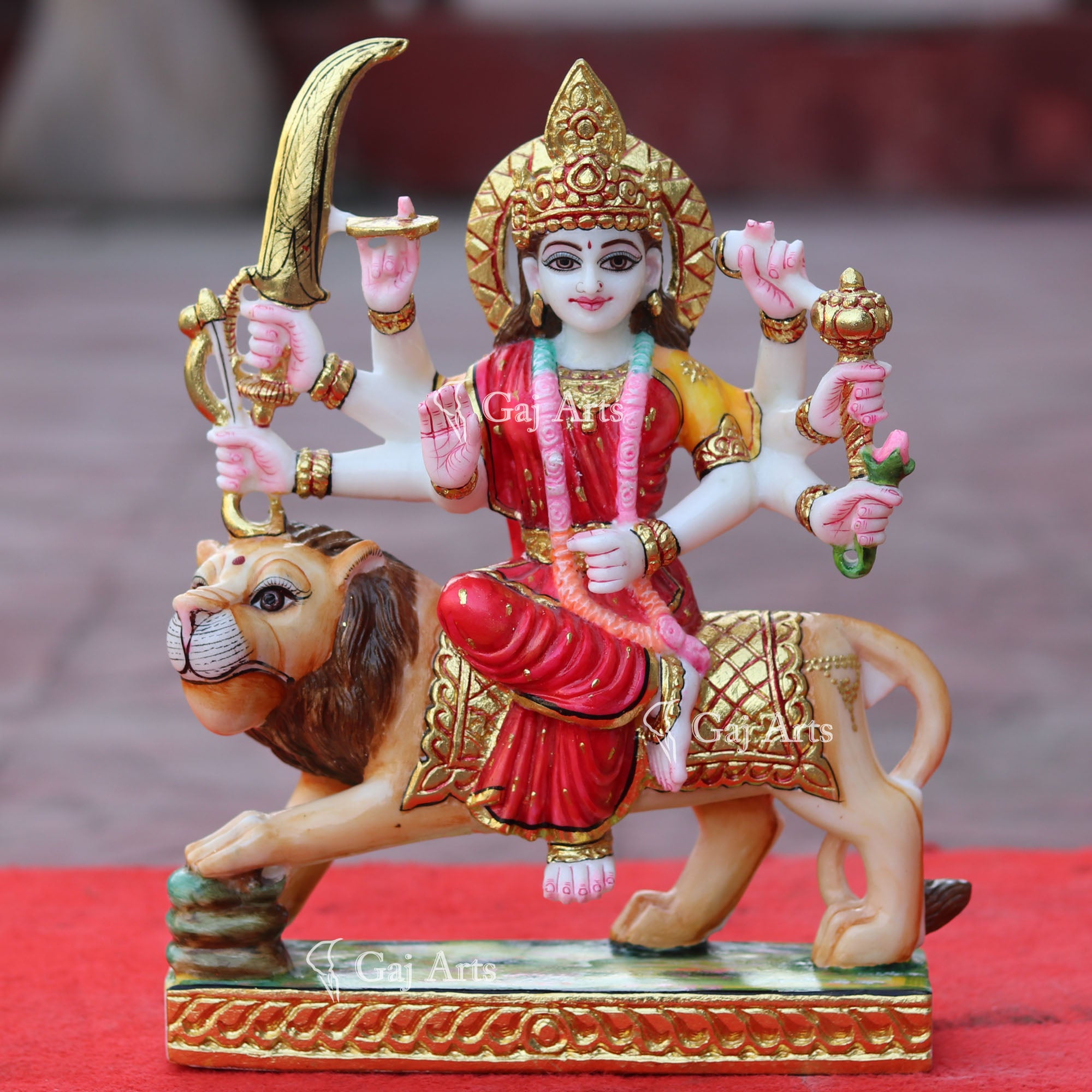 Makrana Marble Durga Mata Idol | 12 Inch