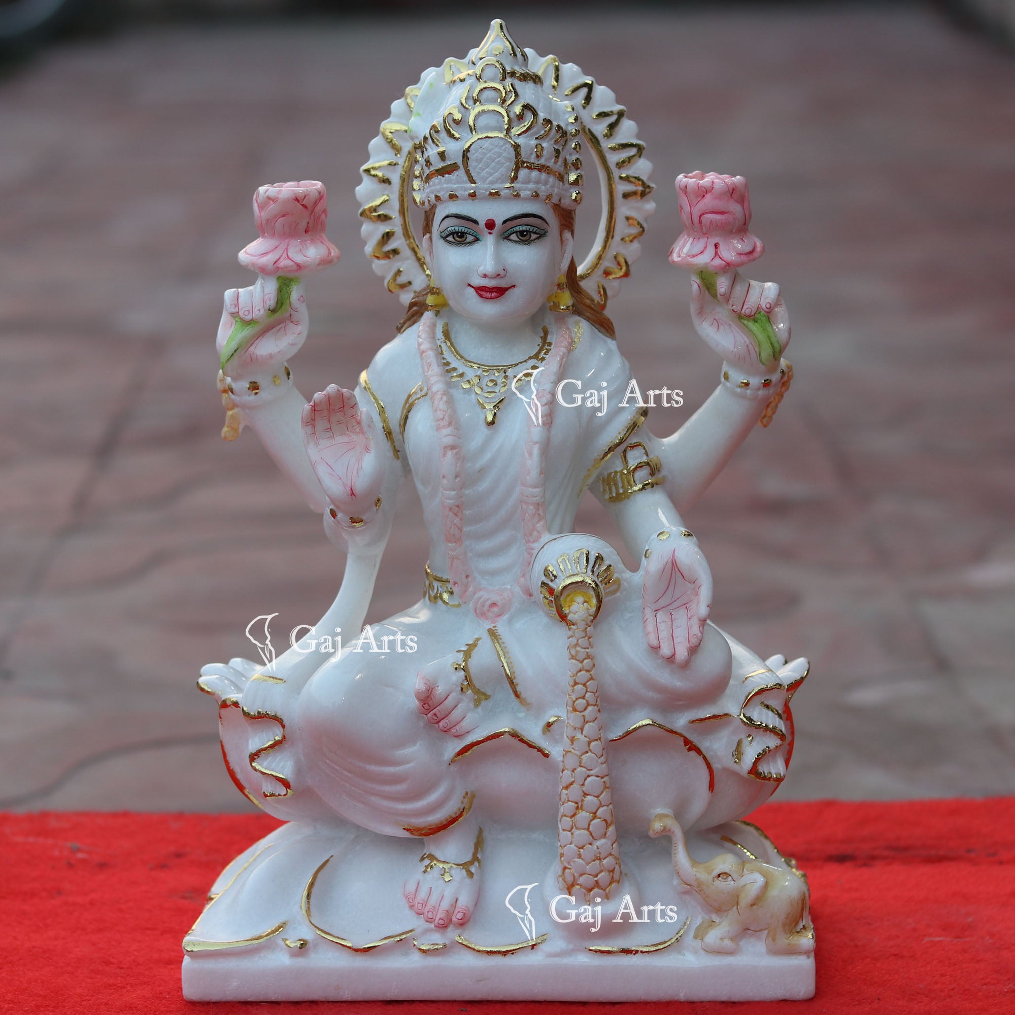 White Marble Lakshmi Mata Statue | 15 Inch