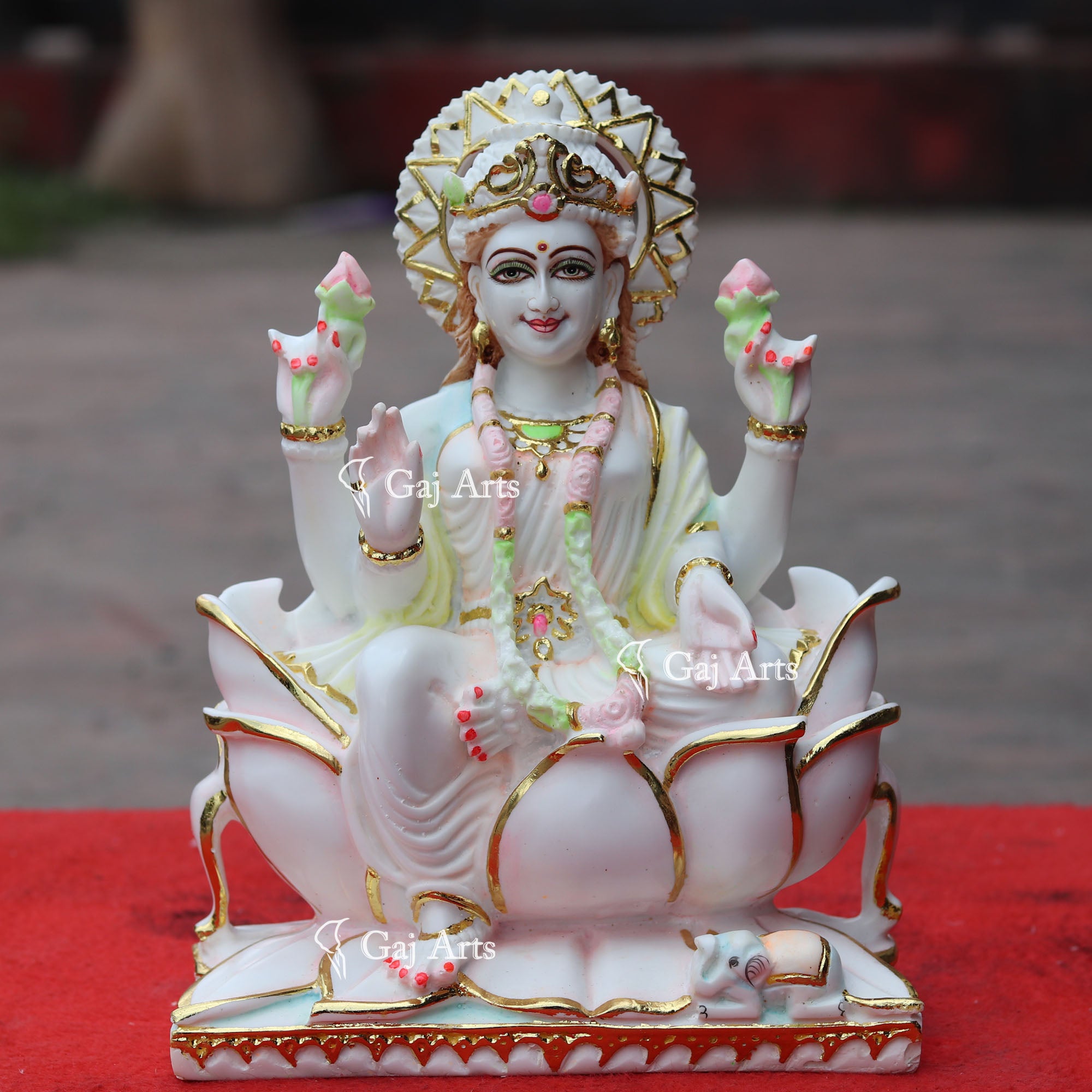 White Marble Lakshmi Mata Idol | 12 Inch