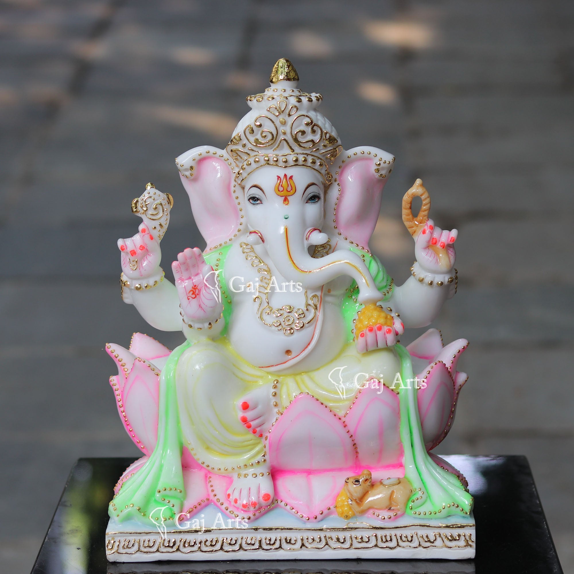 White Marble Ethiopia Ganesh Idol | 15 Inch