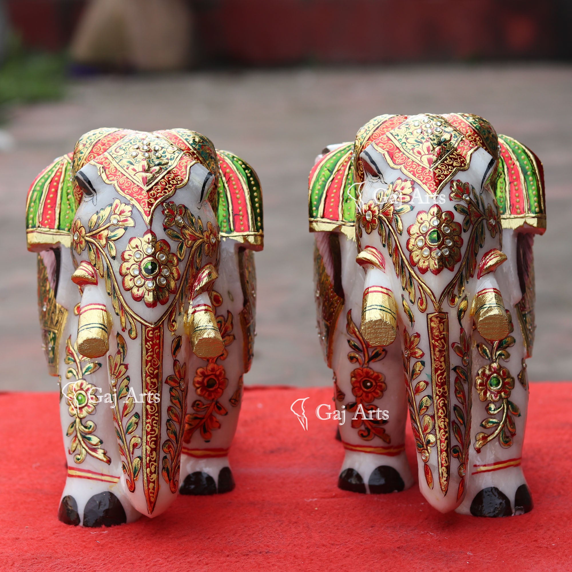 White Marble Elephant Statue | 12 Inch