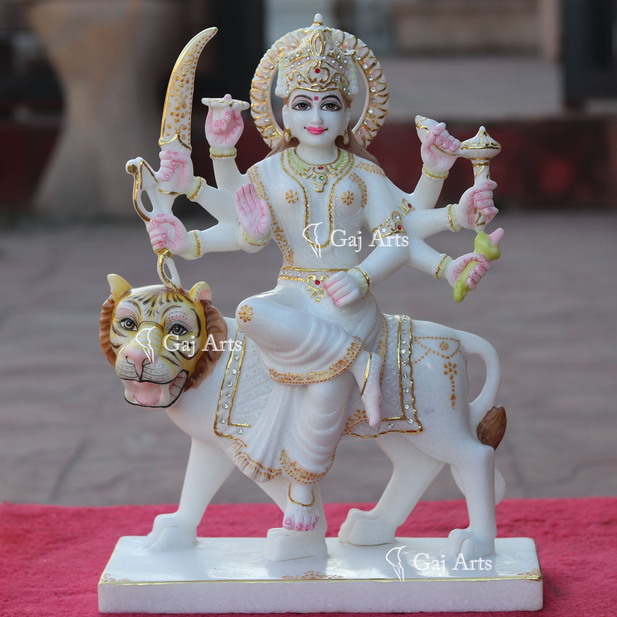White Marble Durga Mata Idol | 18 Inch