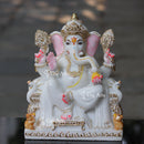 Marble Ganpati Idol on Throne | 12 Inch