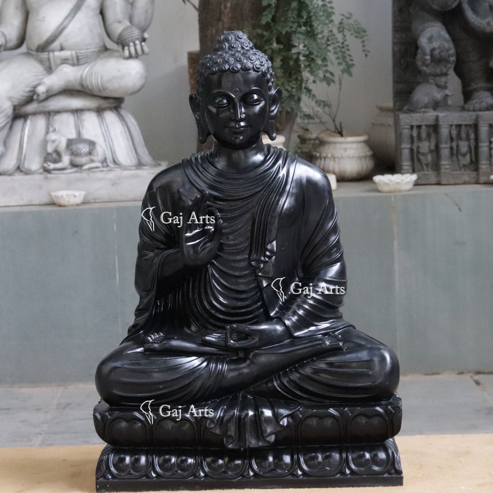 Black Marble Buddha Statue | 36 Inch