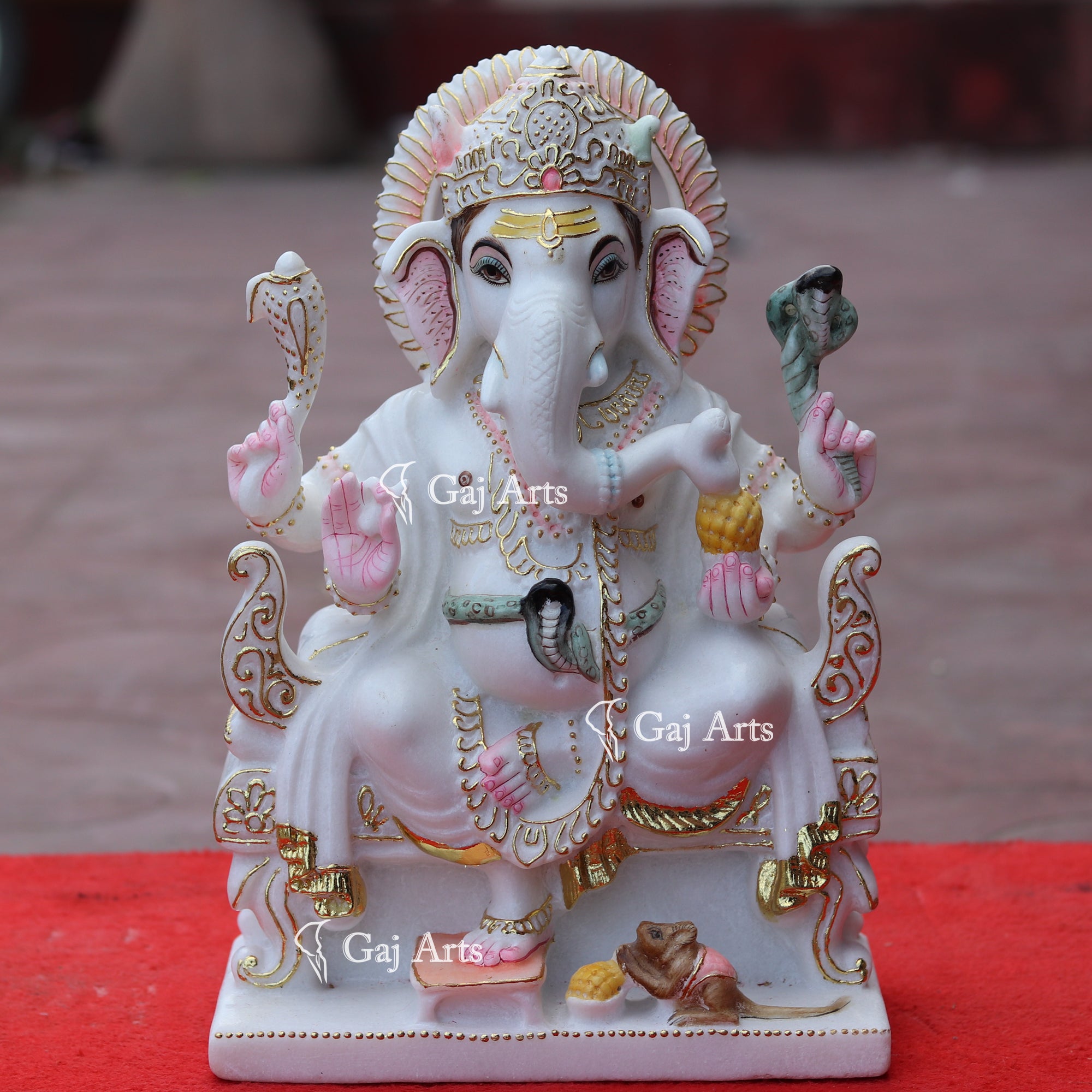 Super White Makrana Marble Ganesh Idol | 15 Inch