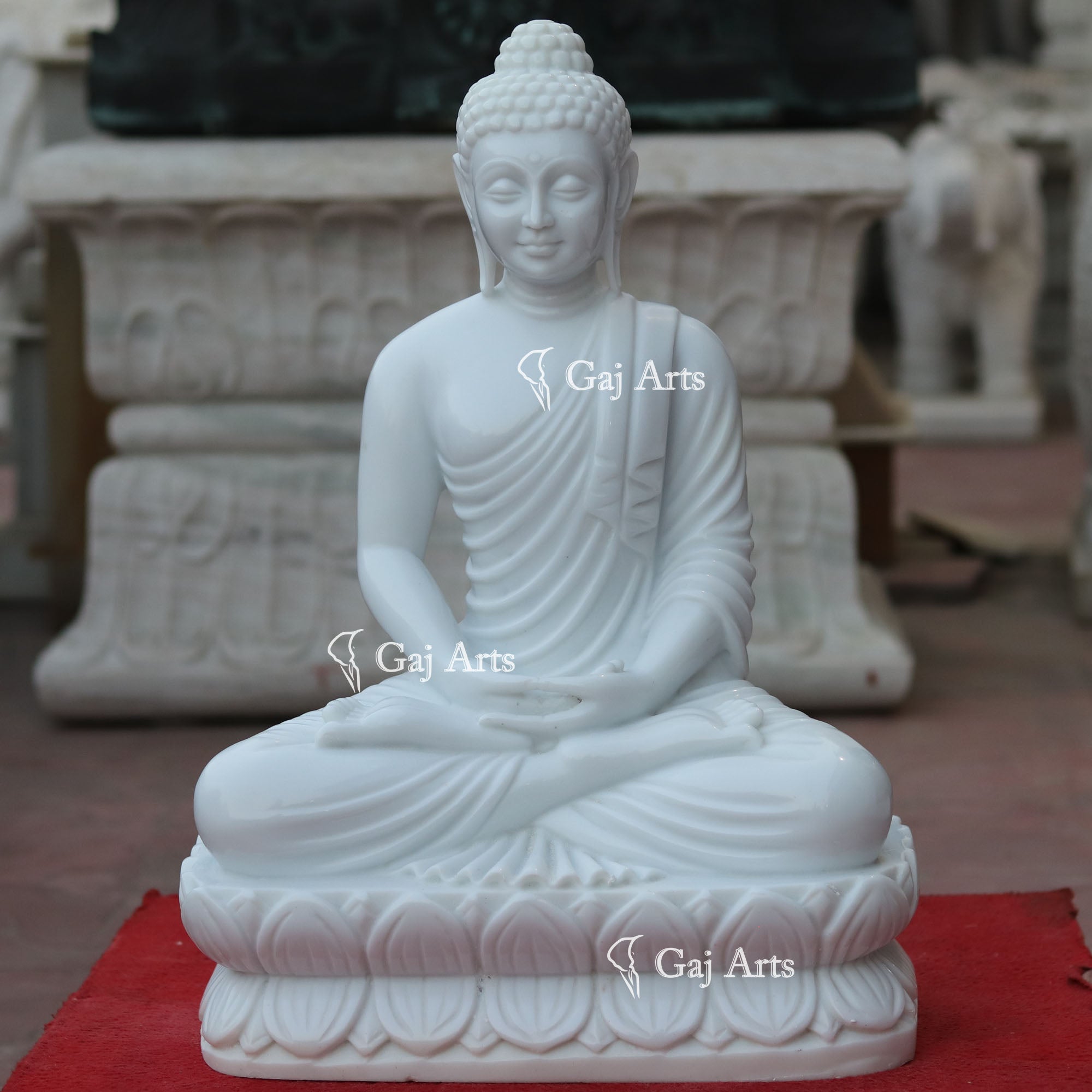 White Marble Buddha Idol | 24 Inch