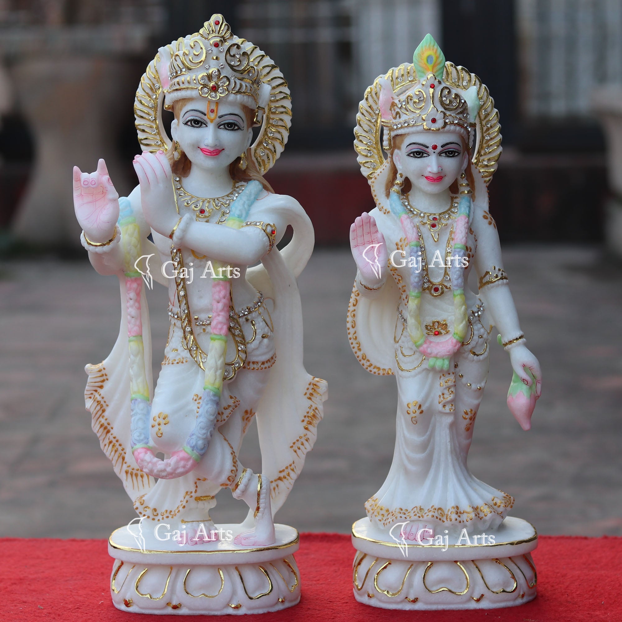 Super White Makrana Marble Radha Krishna Murti | 18 Inch