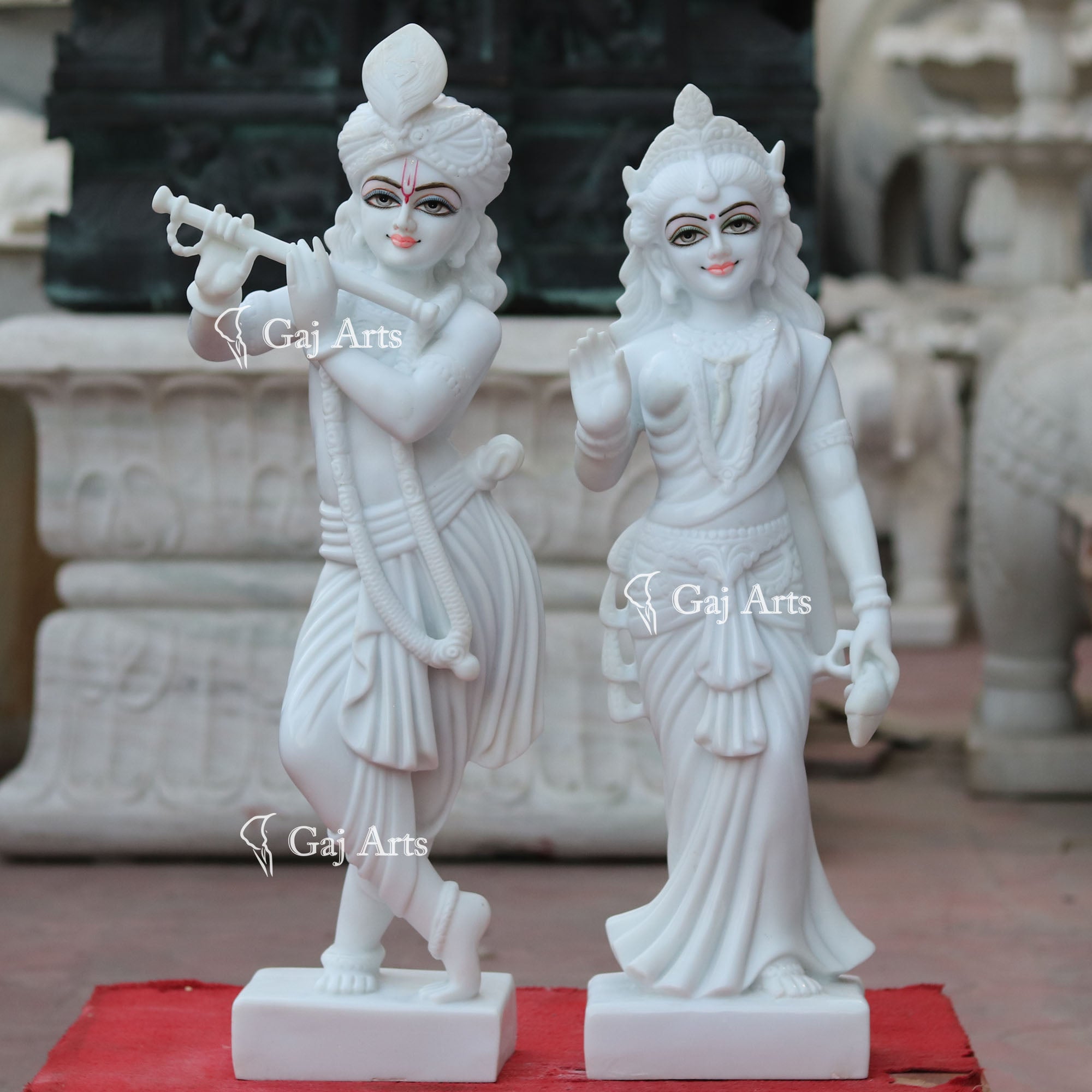 Makrana Marble Powder Radha Krishna Murti | 27 Inch