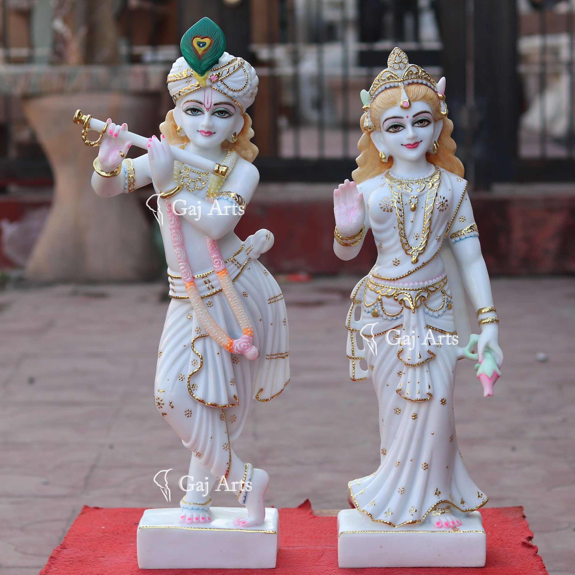 Makrana Marble Powder Radha Krishna Idol | 27 Inch