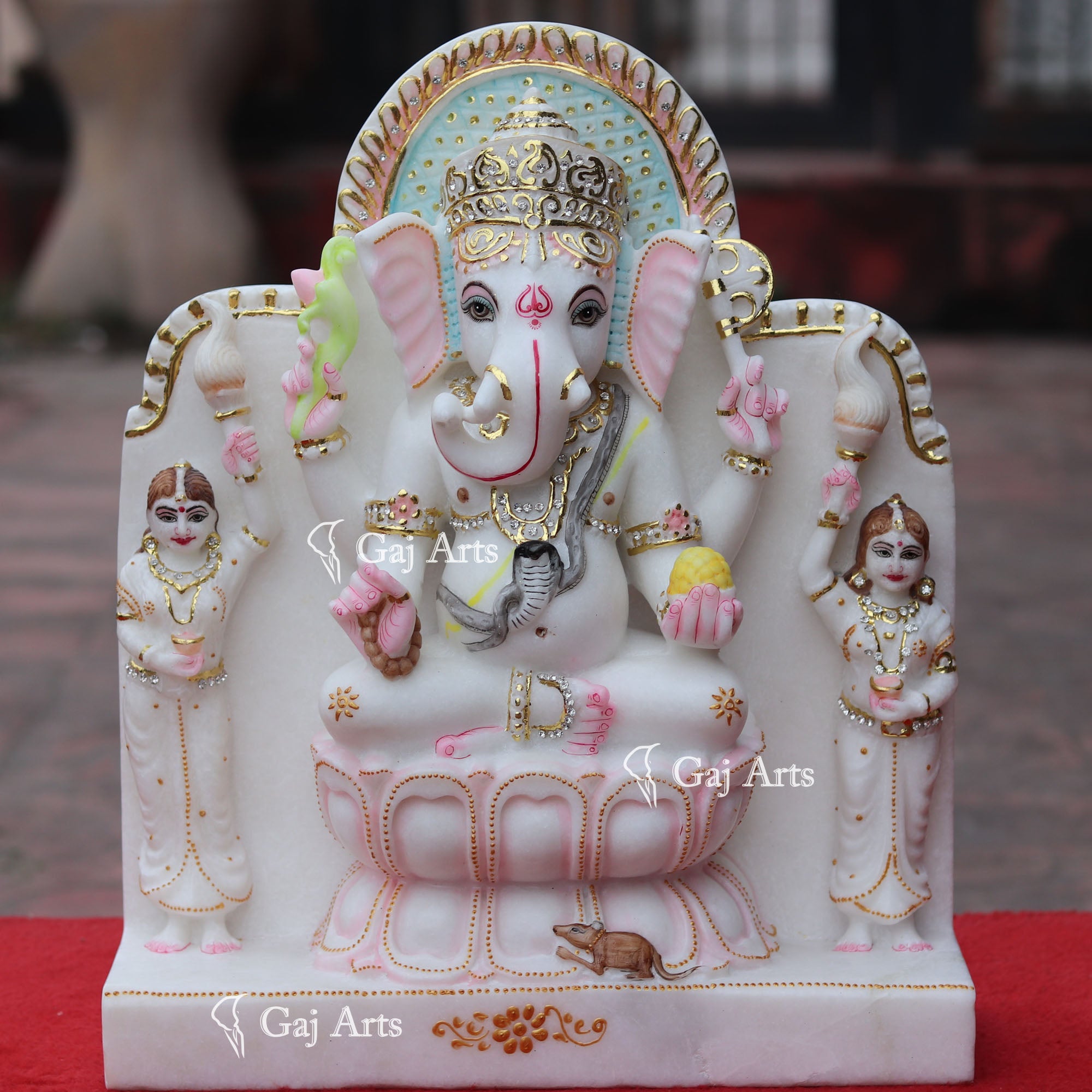 Super White Makrana Marble Ganesh Murti | 18 Inch