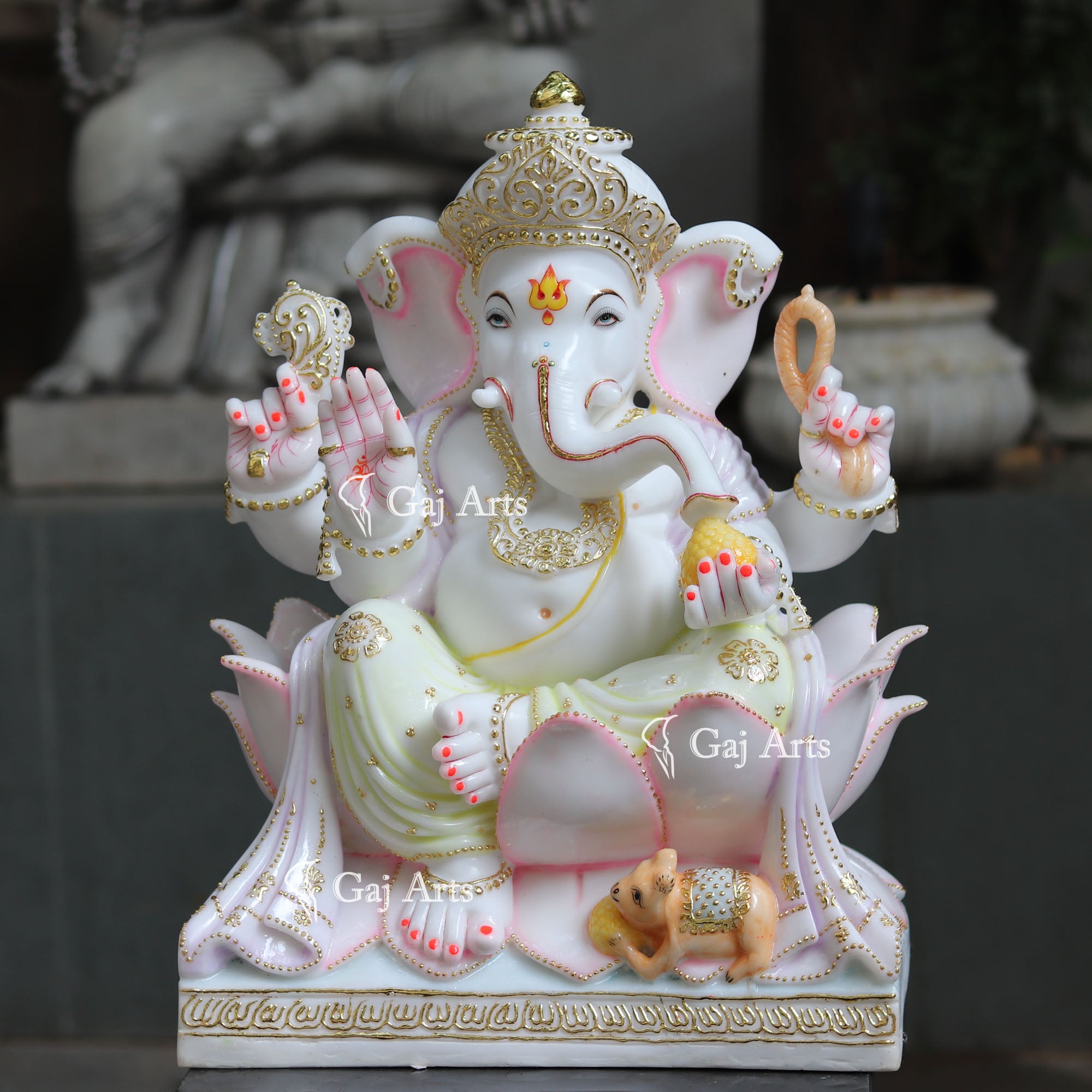 White Marble Ethiopia Ganesh Idol | 24 Inch