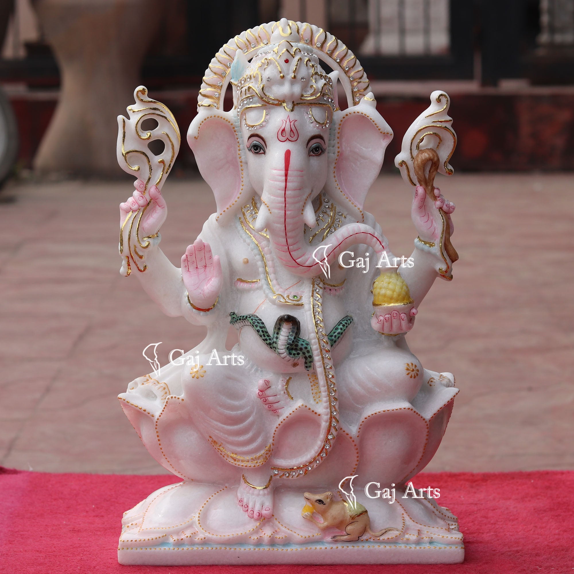 Super White Makrana Marble Ganesh Idol | 18 Inch