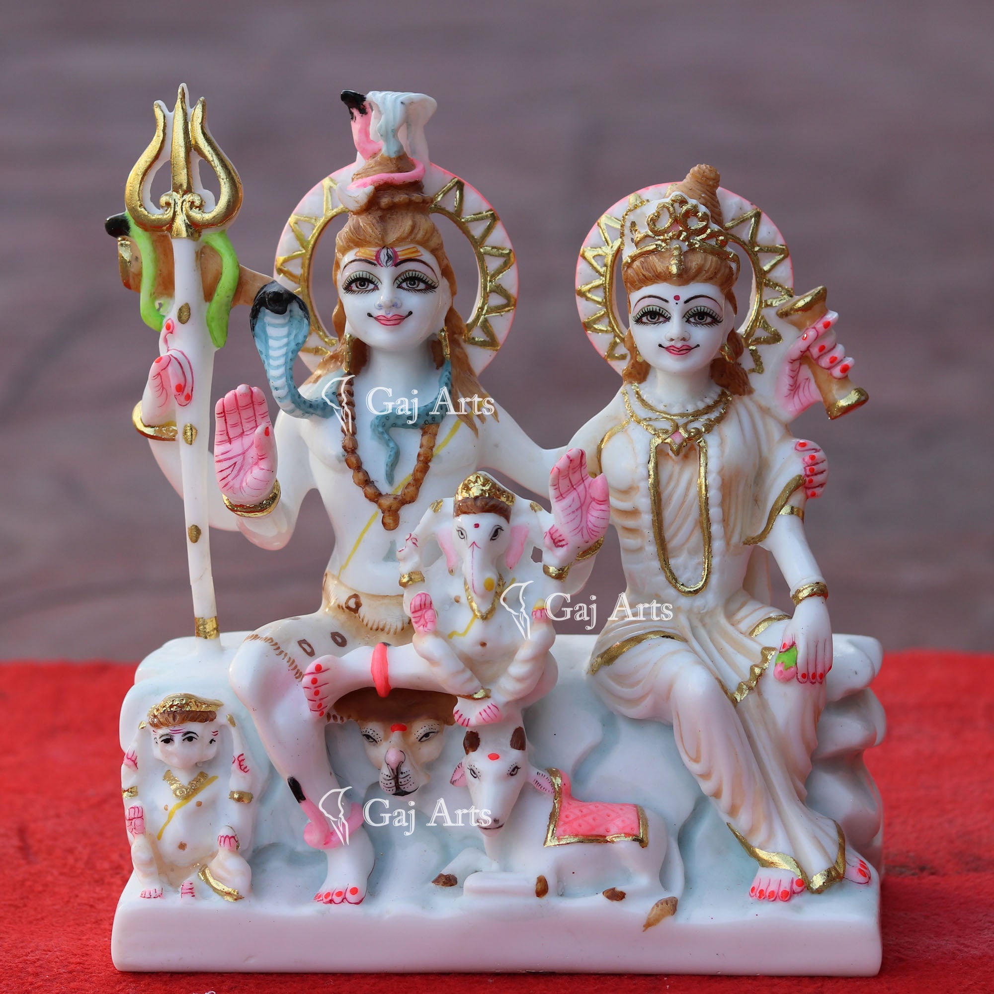 Marble Shiv Parivar Statue | 9 Inch