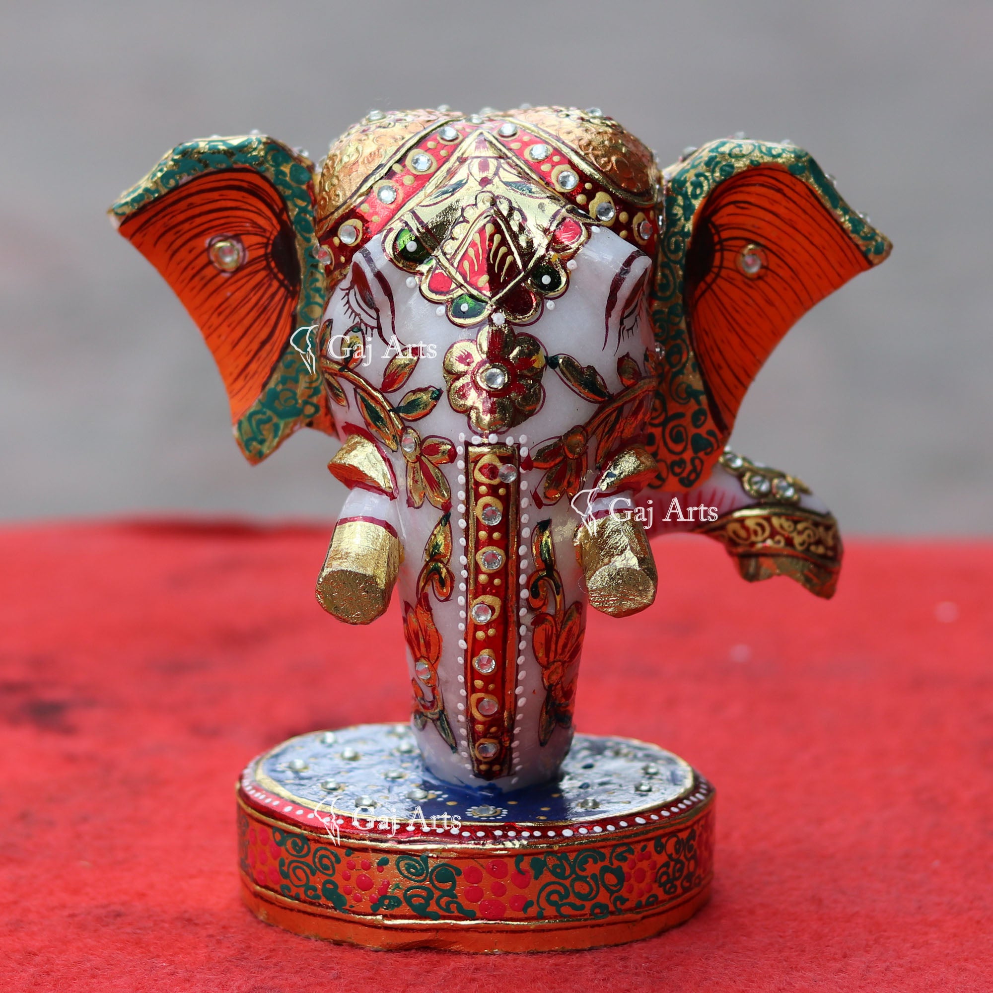 Hand Painted Marble Ganesh Murti | 6 Inch