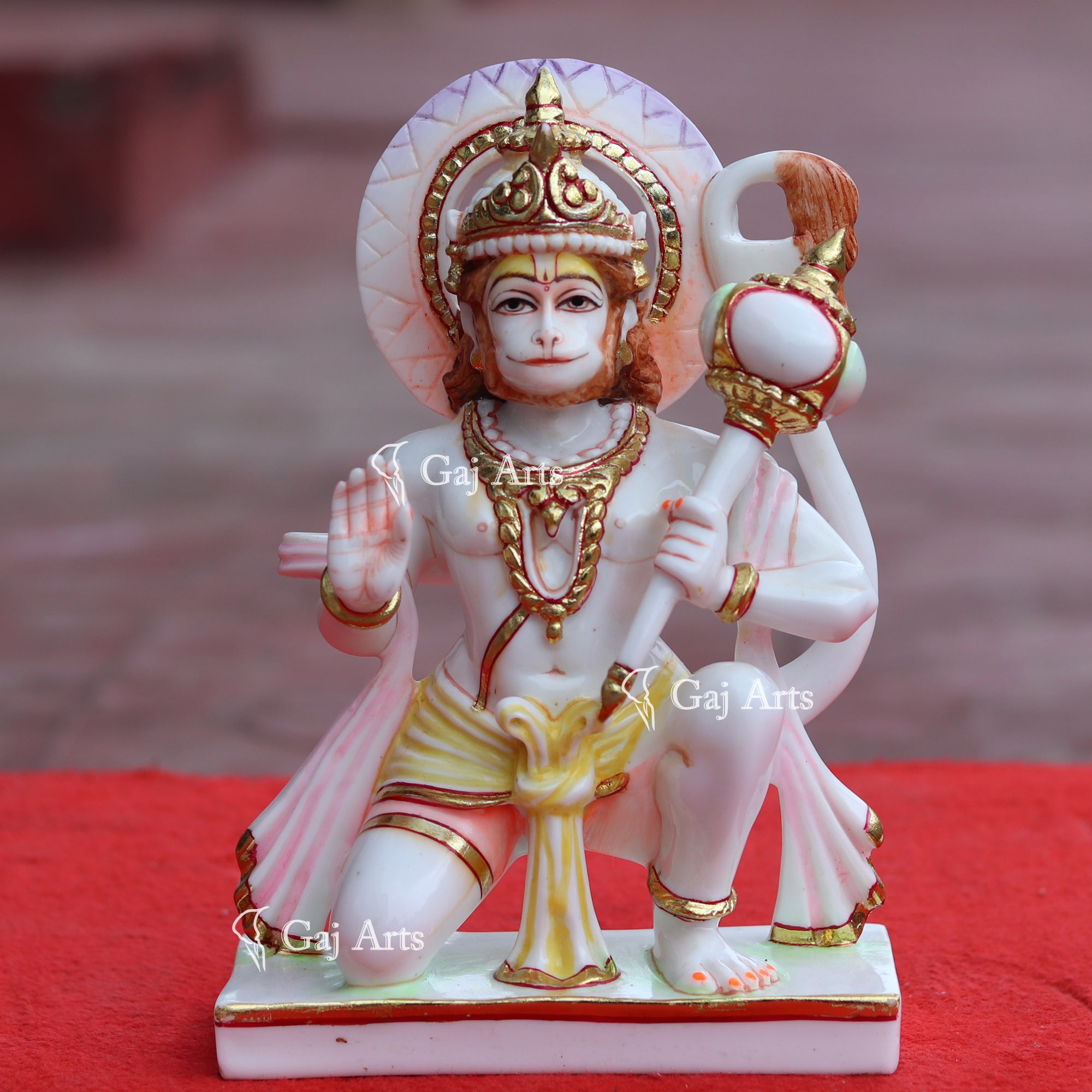 White Marble Hanuman Ji Idol | 10 Inch
