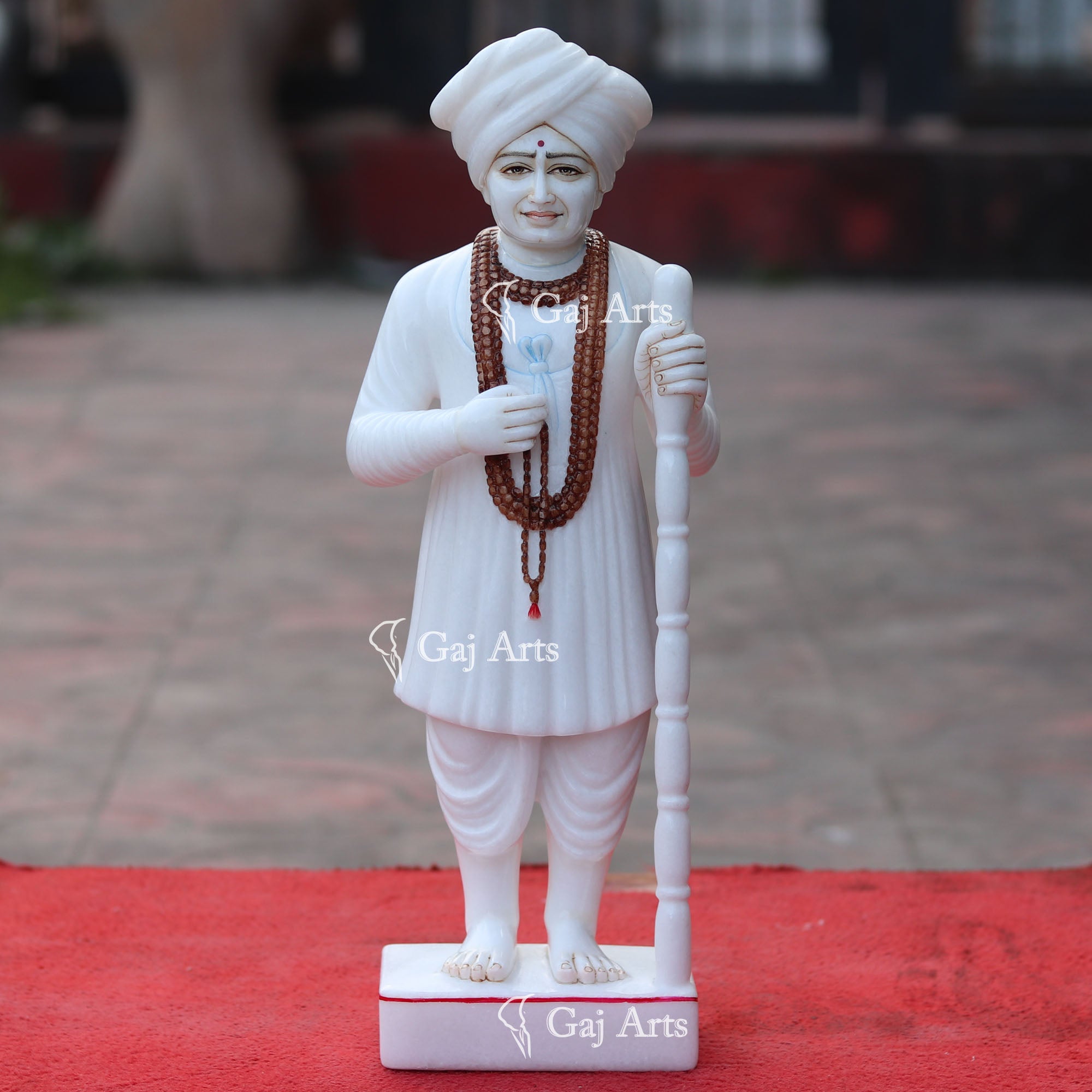 White Makrana Marble Jalaram Bapa Idol | 18 Inch
