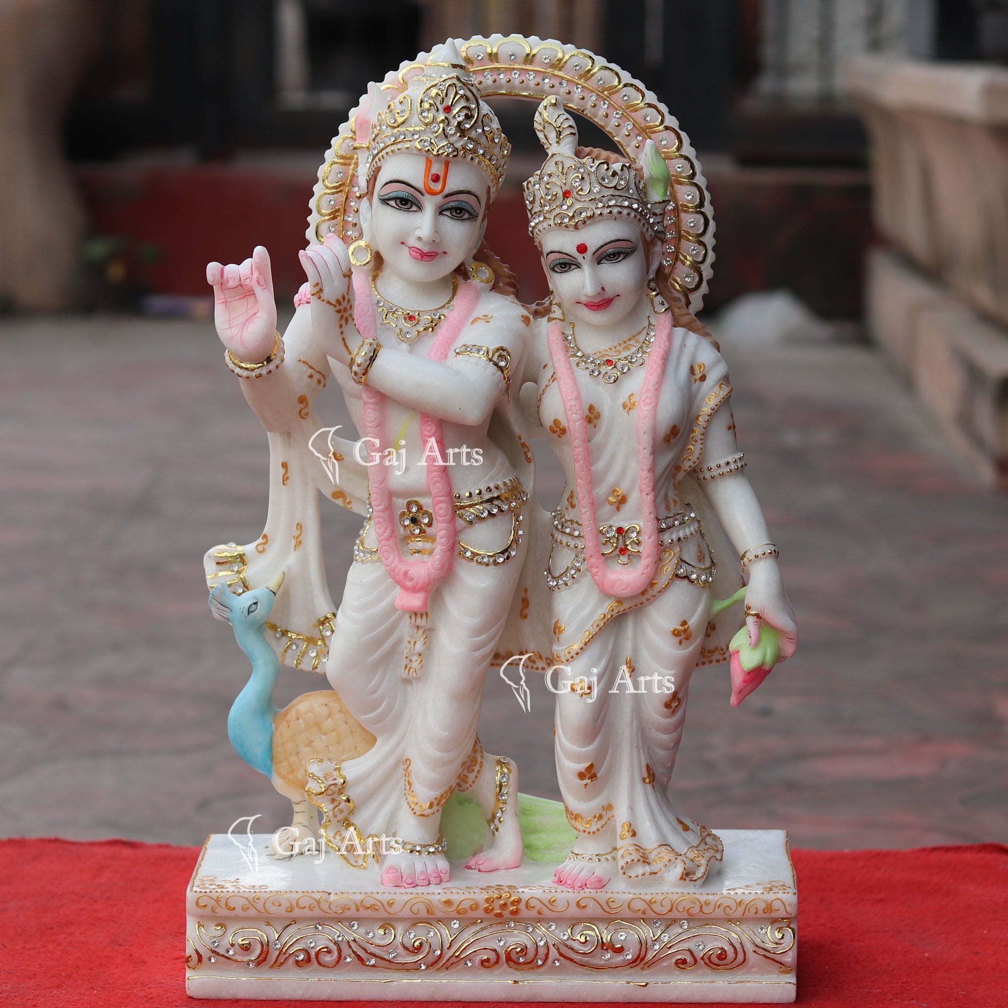 Super White Makrana Marble Radha Krishna Idol | 18 Inch