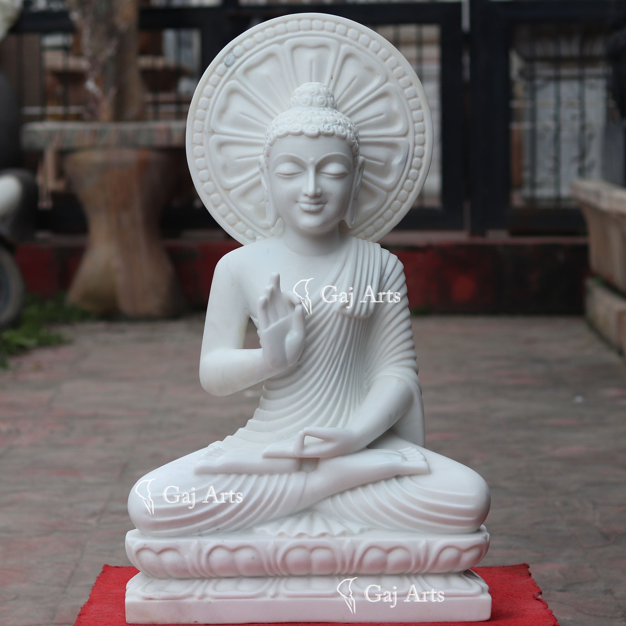 White Marble Sitting Buddha Statue | 30 Inch