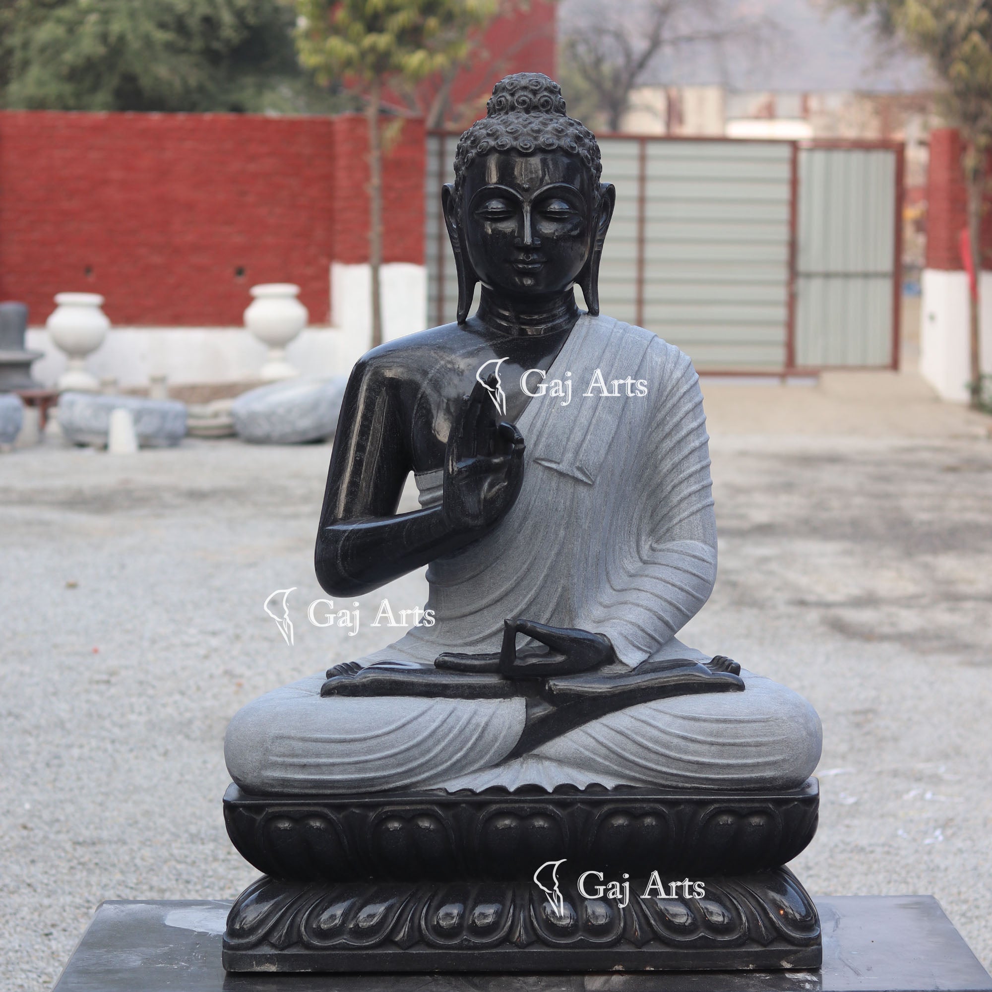 Rajasthan Black Marble Sitting Buddha Statue | 48 Inch