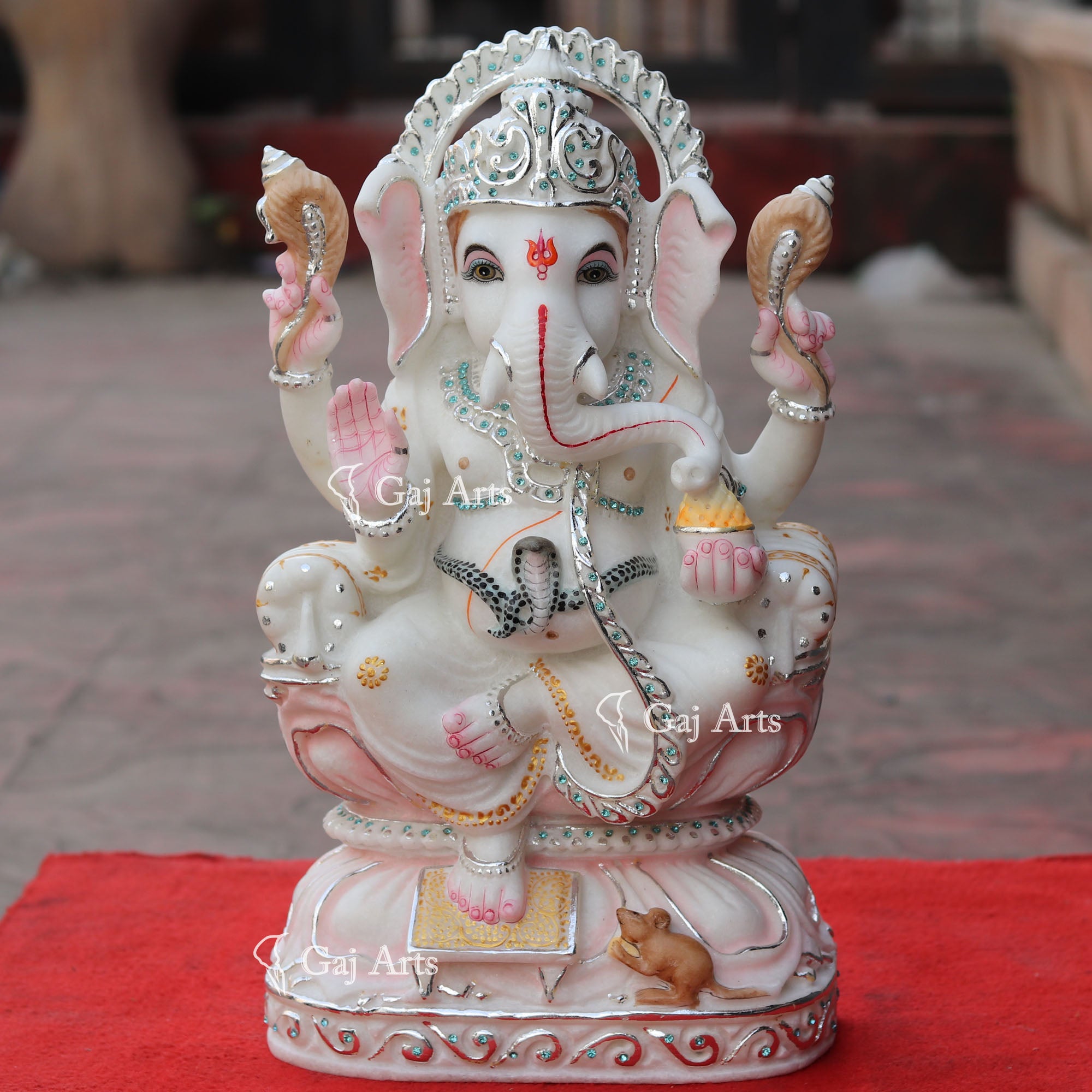 Super White Makrana Marble Ganesh Idol | 18 Inch