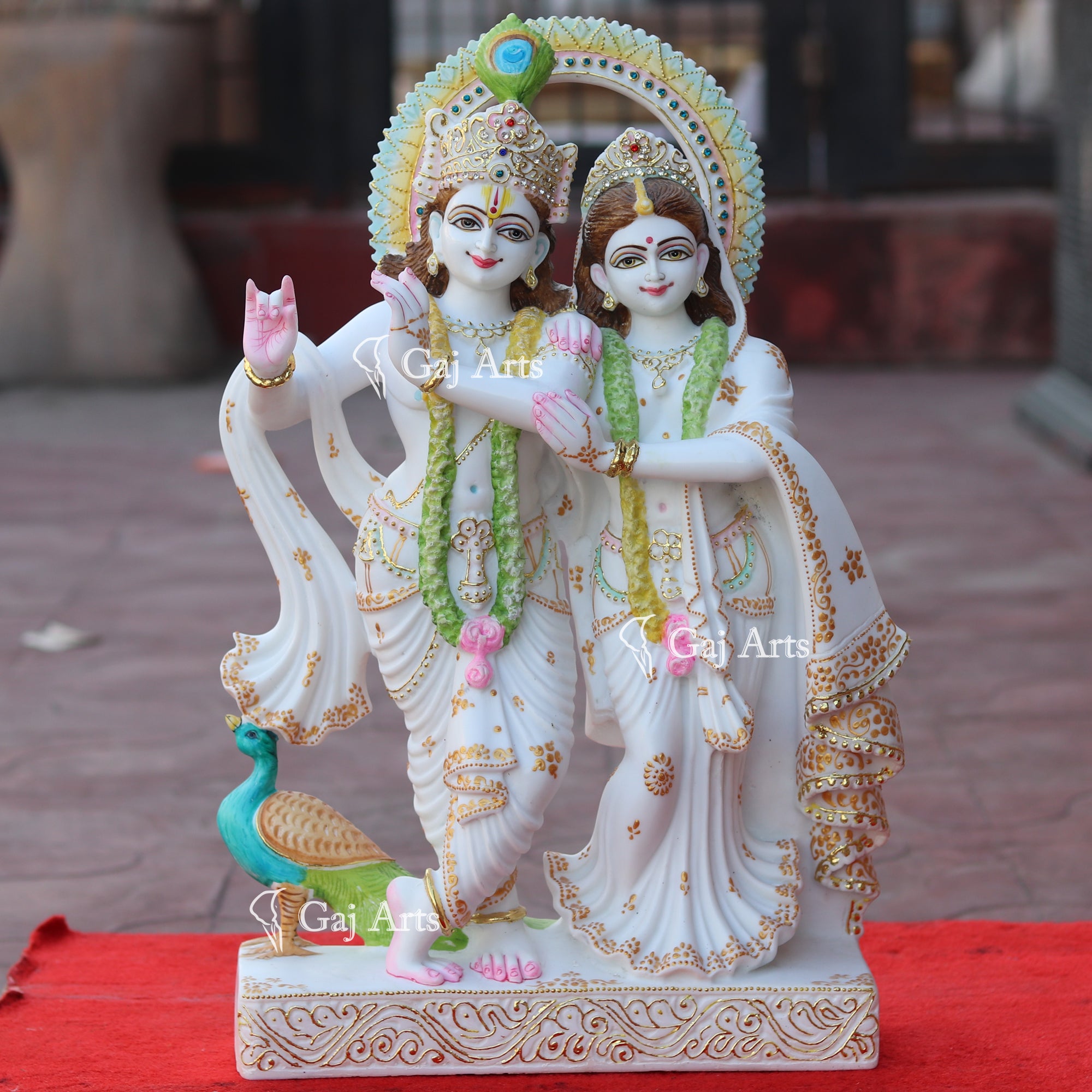 Makrana Marble Powder Radha Krishna Jodi Murti | 24 Inch