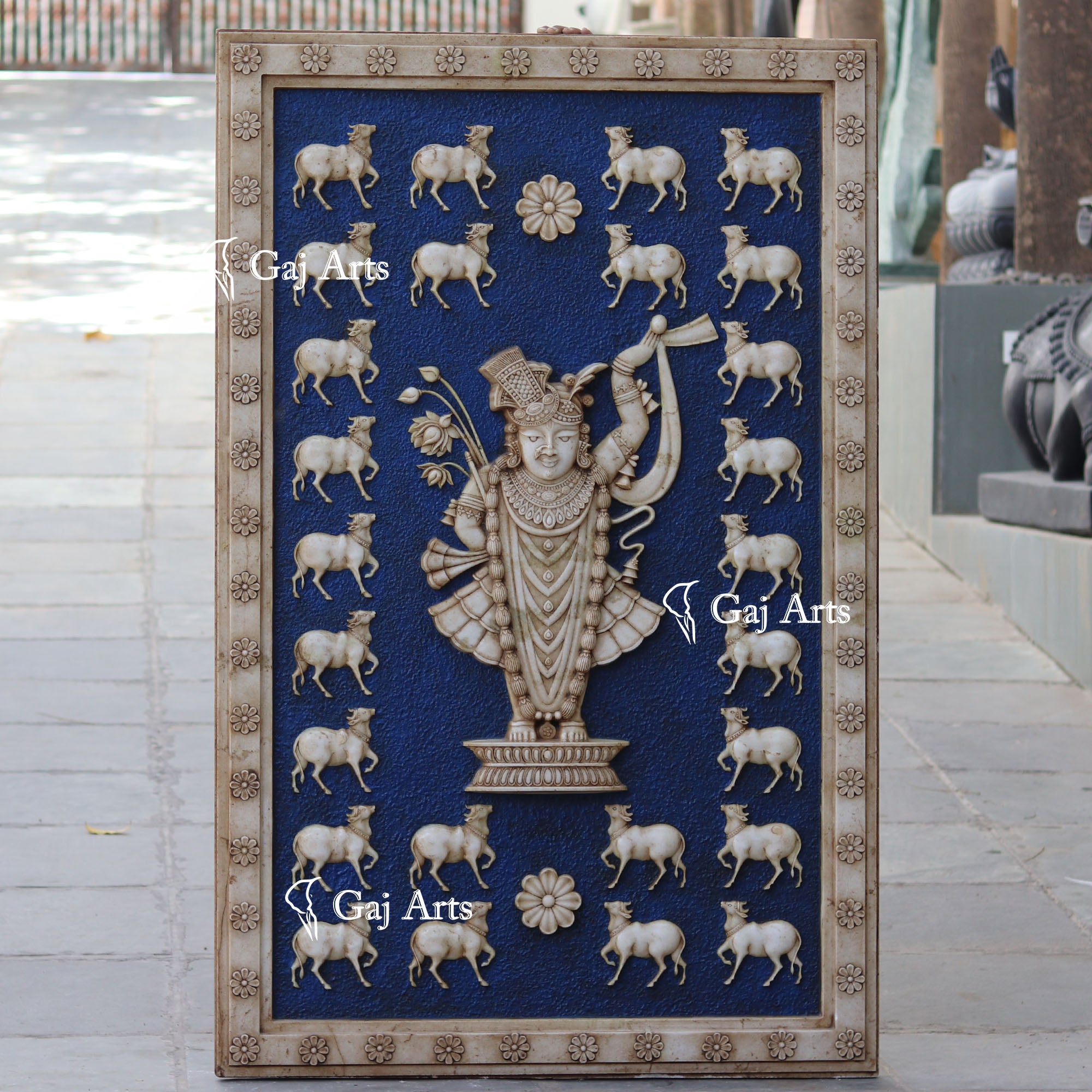 White Marble Shreenath Ji Wall Panel | 66 Inch