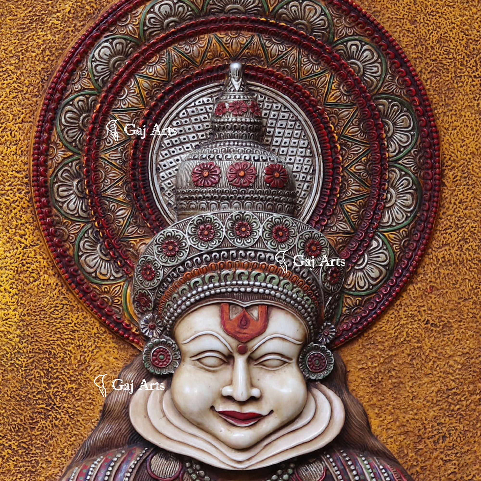 Antique Finish Kathakali Wall Panel | 48 Inch