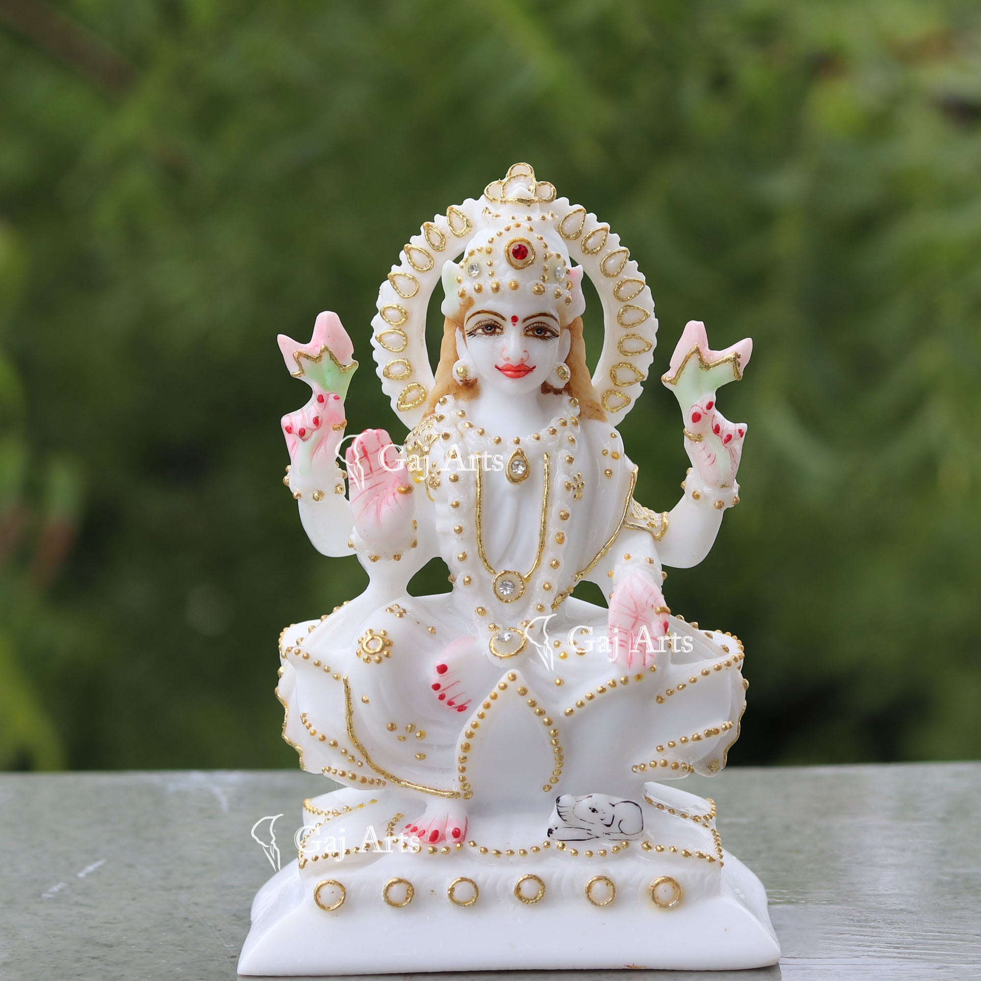 White Marble Lakshmi Maa Idol | 6 Inch