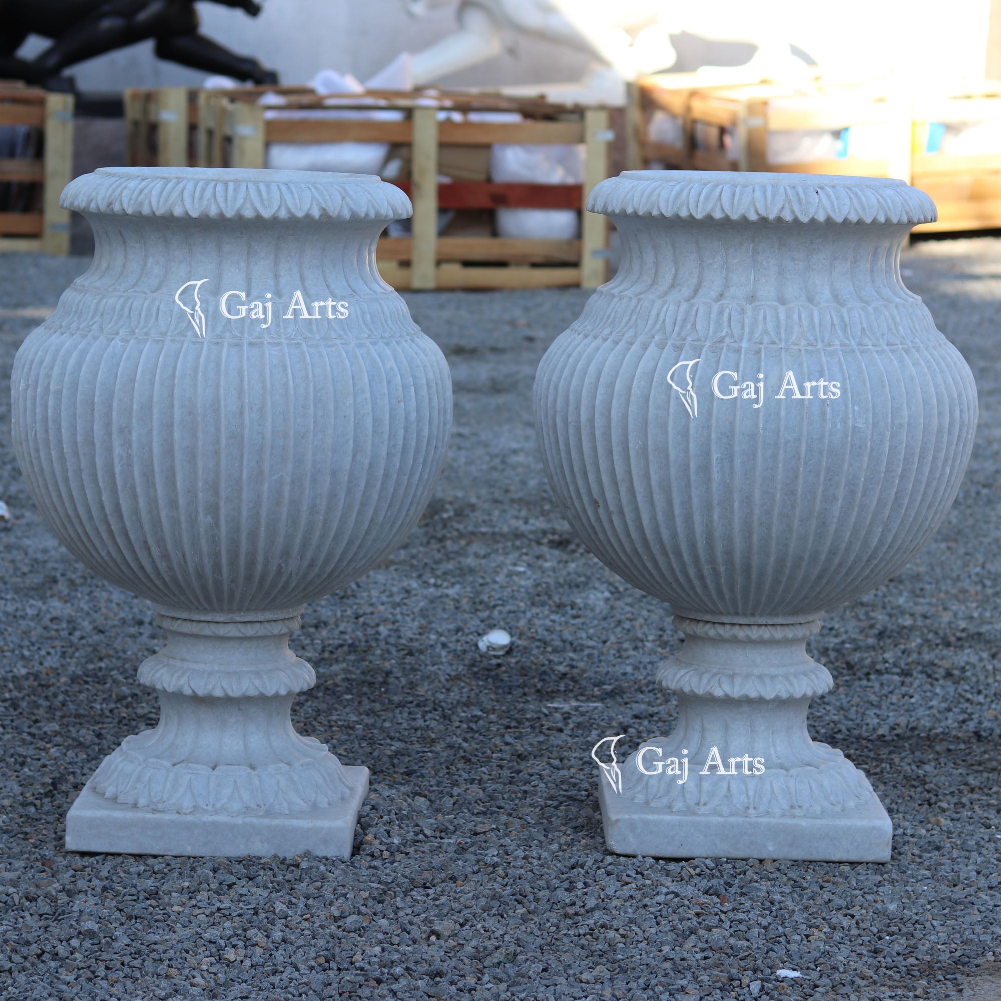 Fine White Marble Planter | 32 Inch