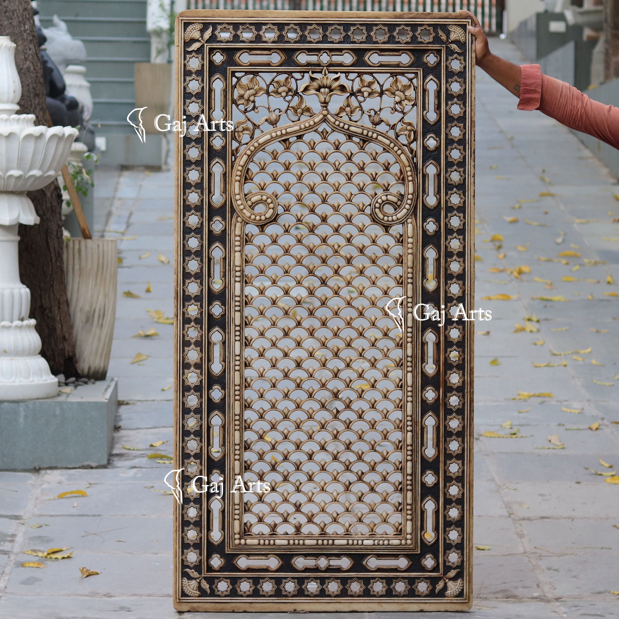 White Marble Jali Wall Panel | 72 Inch